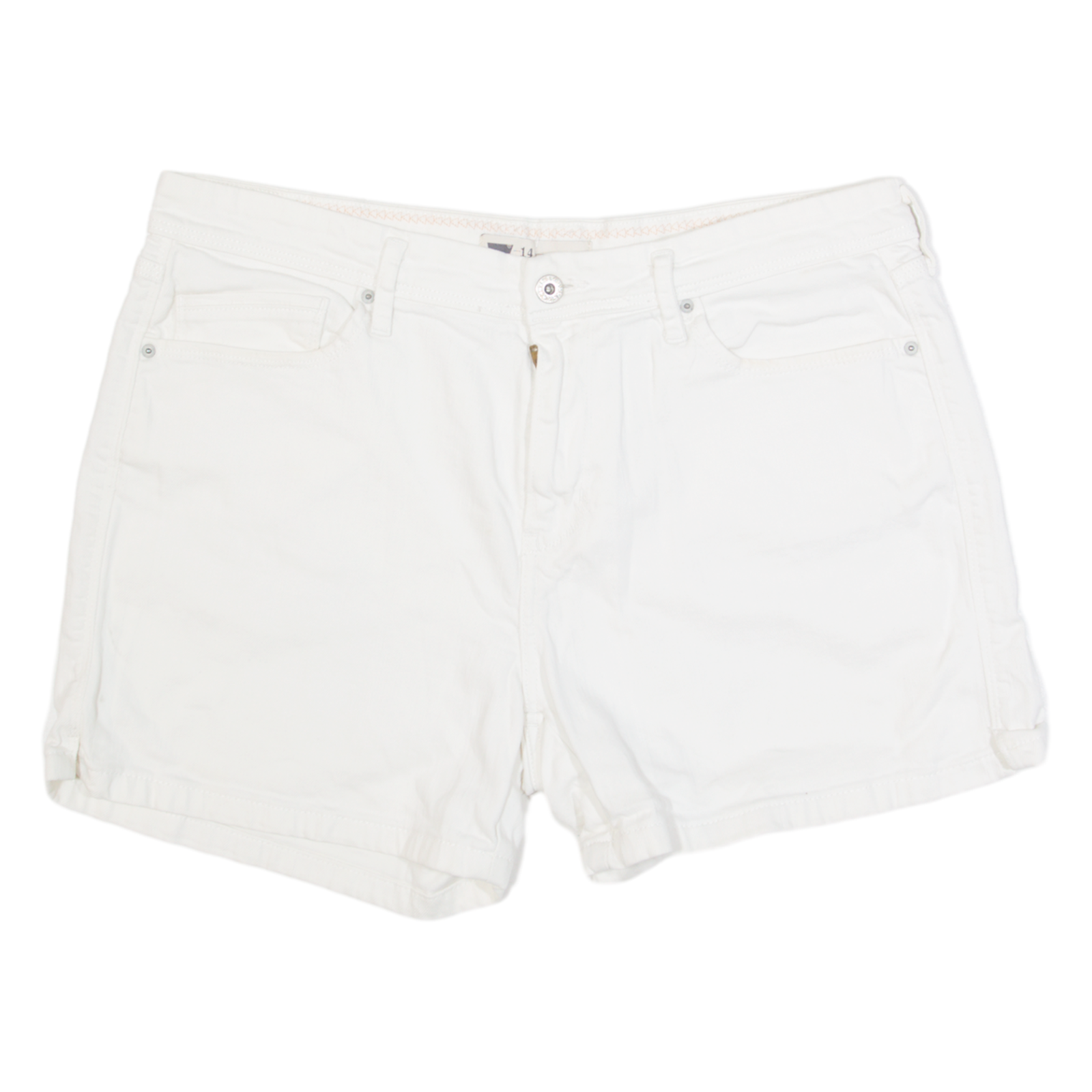 LEVI'S Womens Denim Shorts Cream L W34 Refurbished - N/A refurbished available on Cerqular