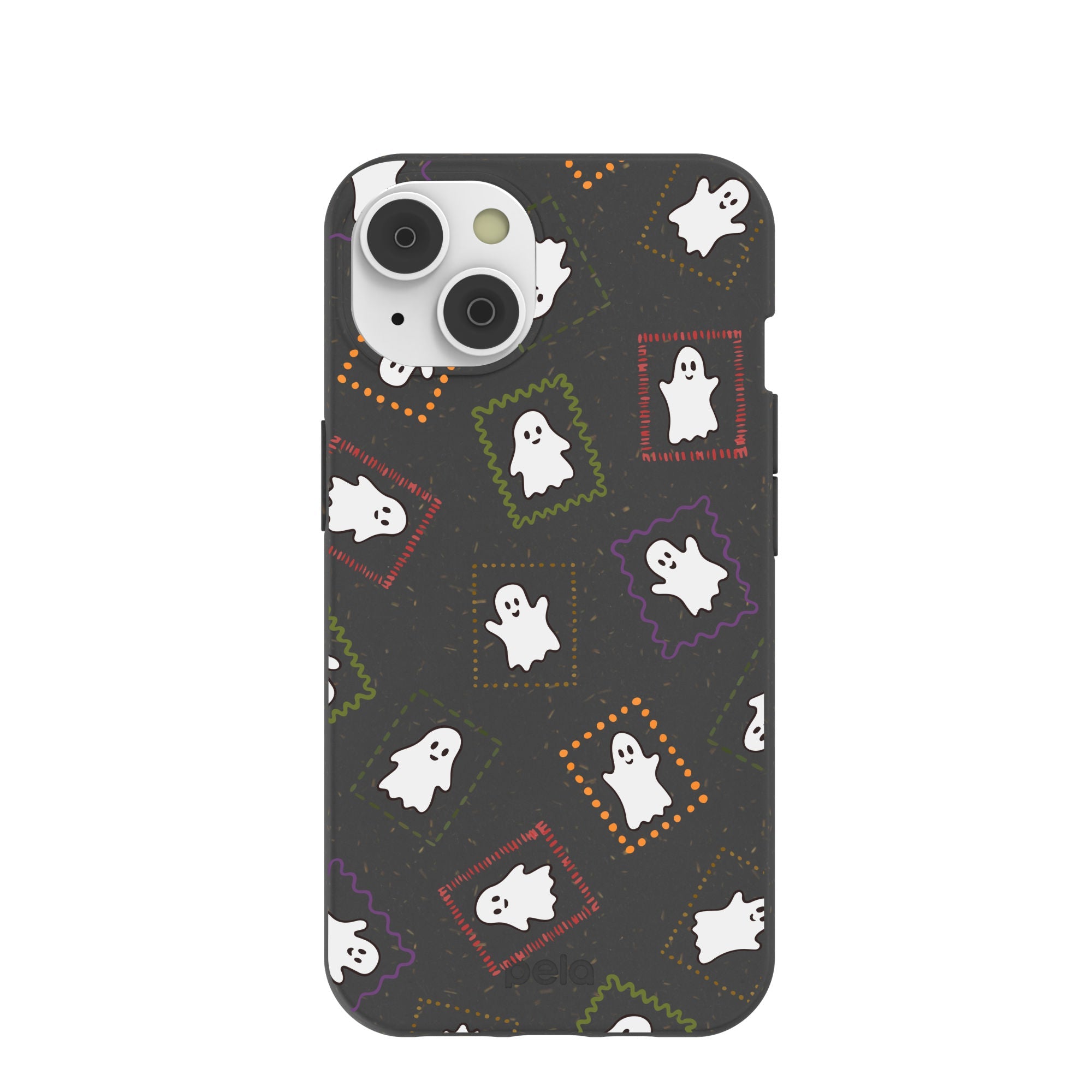 Black Ghost Stamps iPhone 14/16e Case Refurbished - Pela Case refurbished available on Cerqular