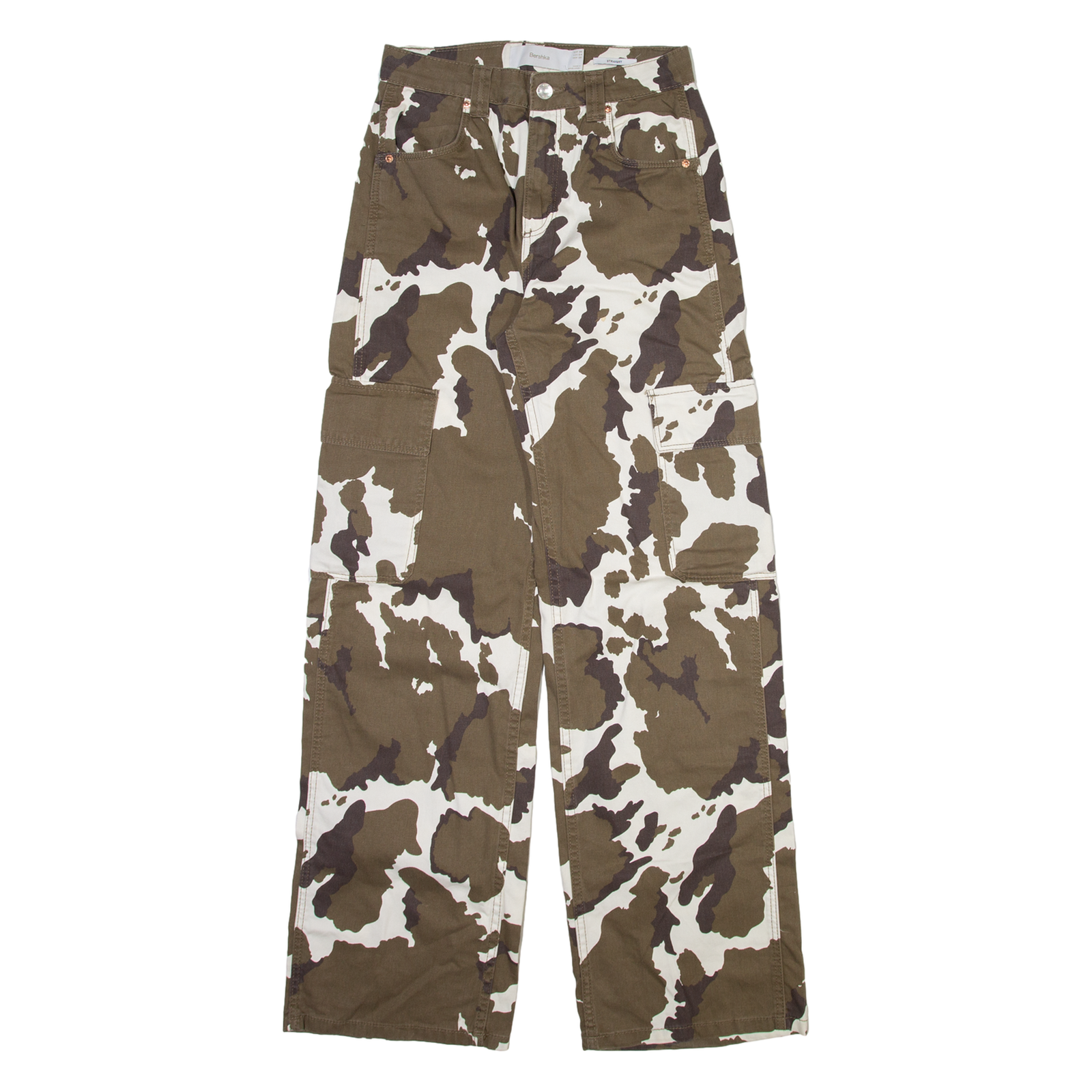 BERSHKA Cargo Womens Trousers Brown Regular Straight W26 L32 Refurbished - N/A refurbished available on Cerqular