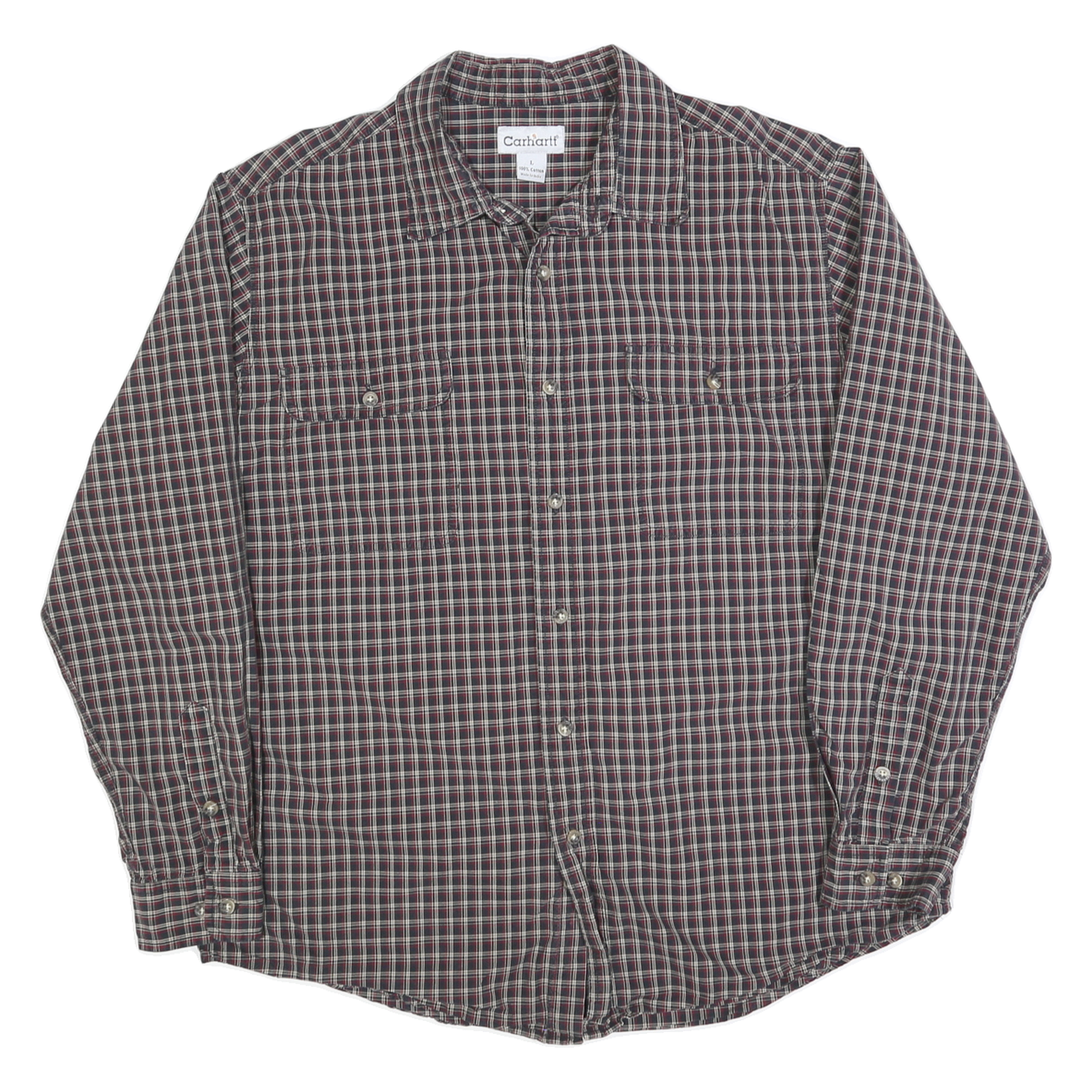 CARHARTT Mens Black & Red Checked Shirt L Workwear Casual Long Sleeve Cotton Refurbished - N/A refurbished available on Cerqular