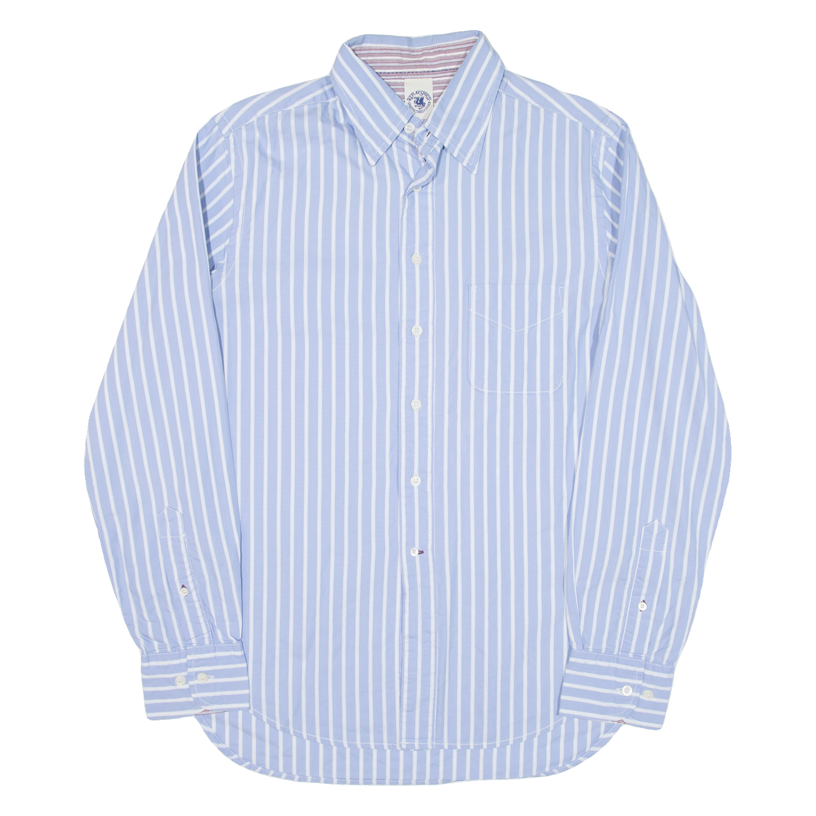 REPLAY Mens Shirt Blue Striped Long Sleeve M Refurbished - N/A refurbished available on Cerqular