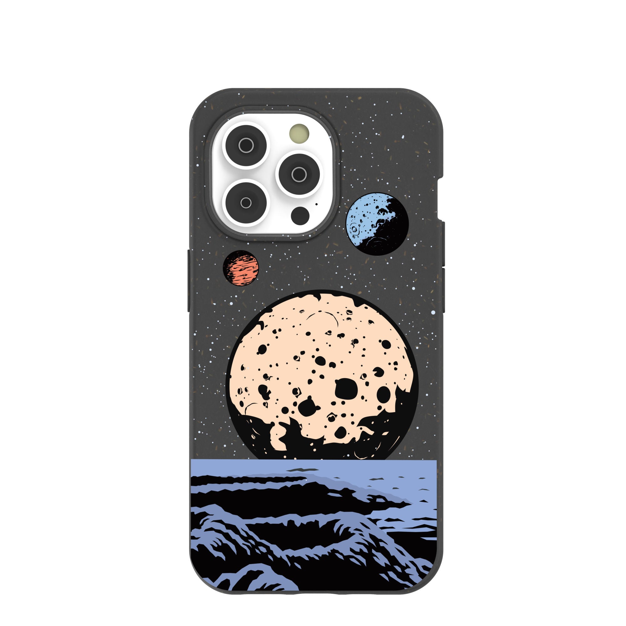 Black Retro Moon iPhone 14 Pro Case Refurbished - Pela Case refurbished available on Cerqular