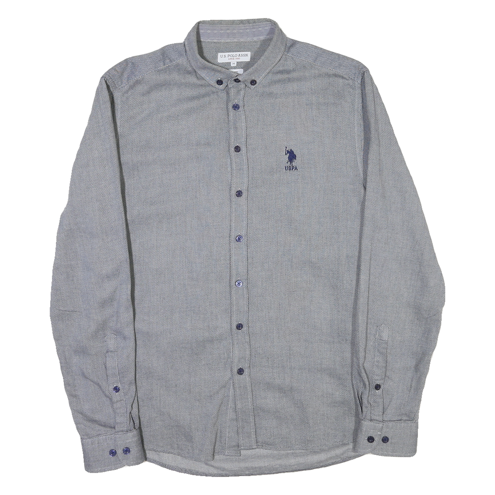 U.S. POLO ASSN Mens Blue Button-Down Shirt M Cotton Blend Classic Fit Casual Refurbished - N/A refurbished available on Cerqular