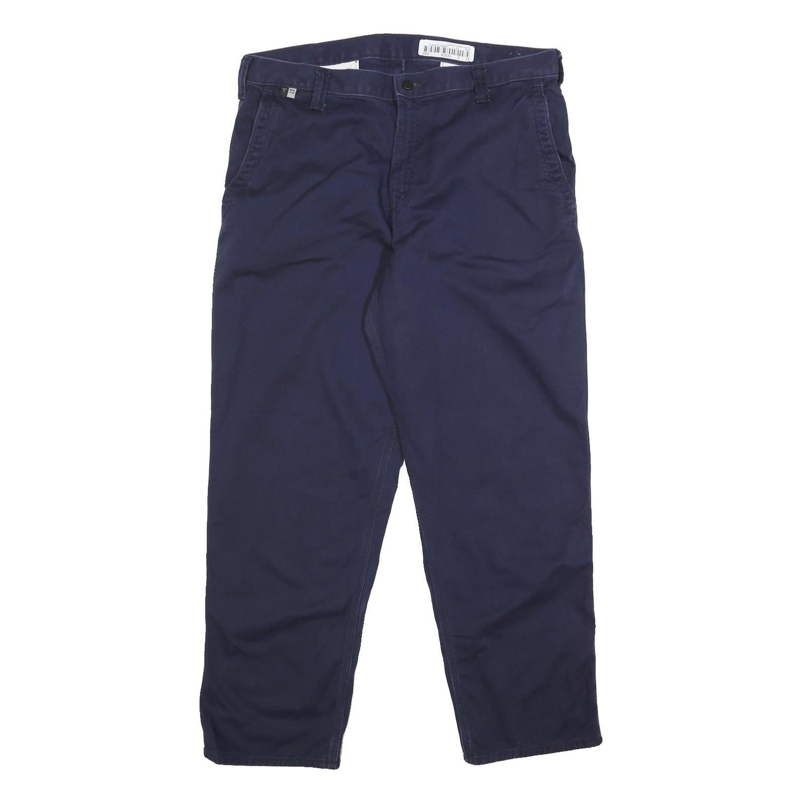 CARHARTT Mens Relaxed Navy Blue Cotton Blend Zip Trousers W36 L30 Durable Refurbished - N/A refurbished available on Cerqular