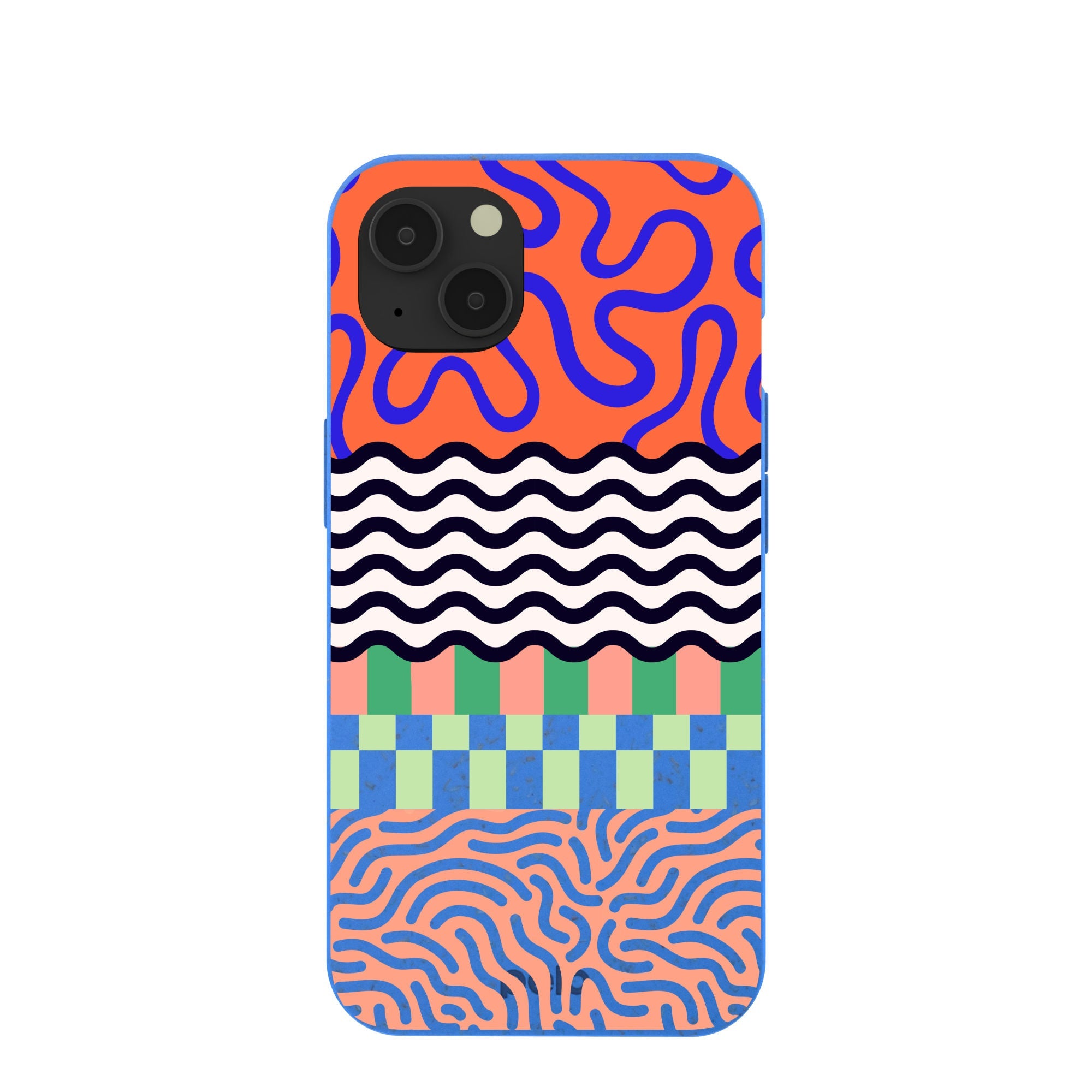 Electric Blue Tangerine Mix iPhone 13 Case Refurbished - Pela Case refurbished available on Cerqular