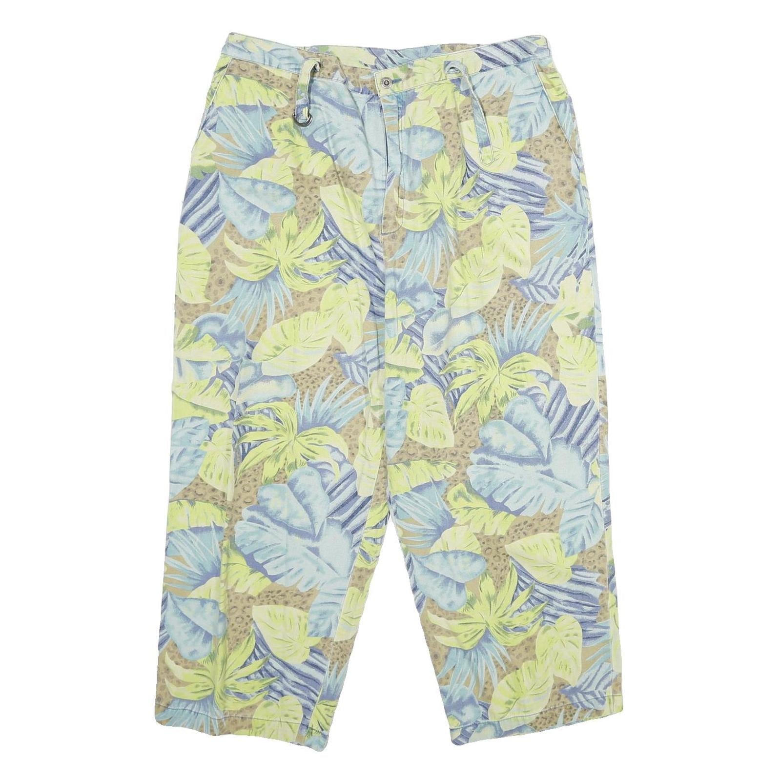 SAG HARBOR SPORT Womens Cotton Blue & Yellow Leaf Print Classic Straight Refurbished - N/A refurbished available on Cerqular