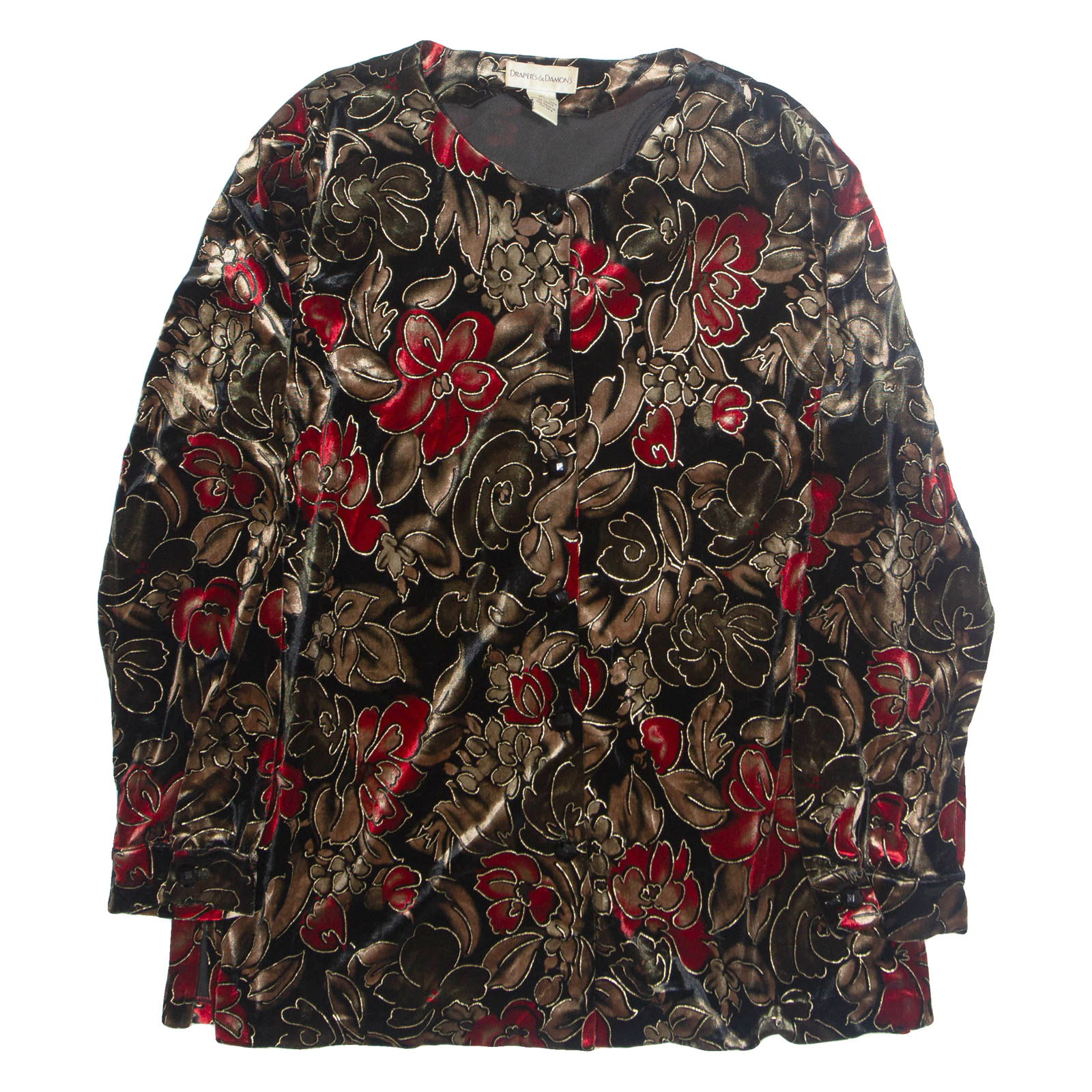 DRAPERS AND DAMONS Womens Printed Blouse Gold Long Sleeve Floral XL Refurbished - N/A refurbished available on Cerqular
