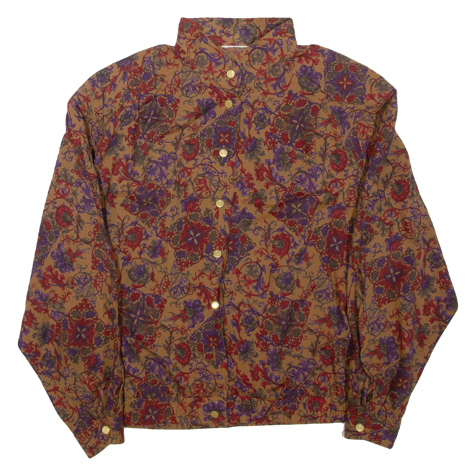 Womens Printed Blouse Brown High Neck Long Sleeve Floral XL Refurbished - N/A refurbished available on Cerqular
