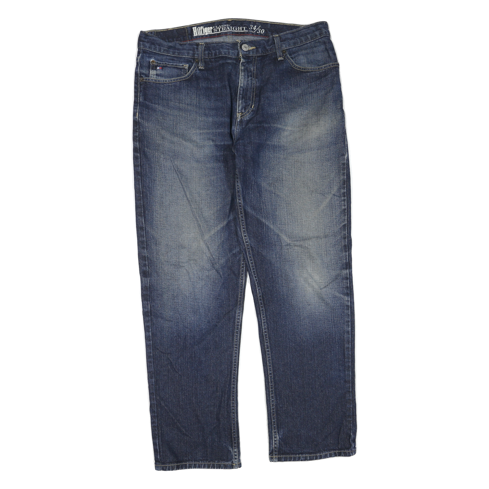 TOMMY HILFIGER Mens Blue Regular Straight Denim Dark W36 L30 Classic Design Refurbished - N/A refurbished available on Cerqular