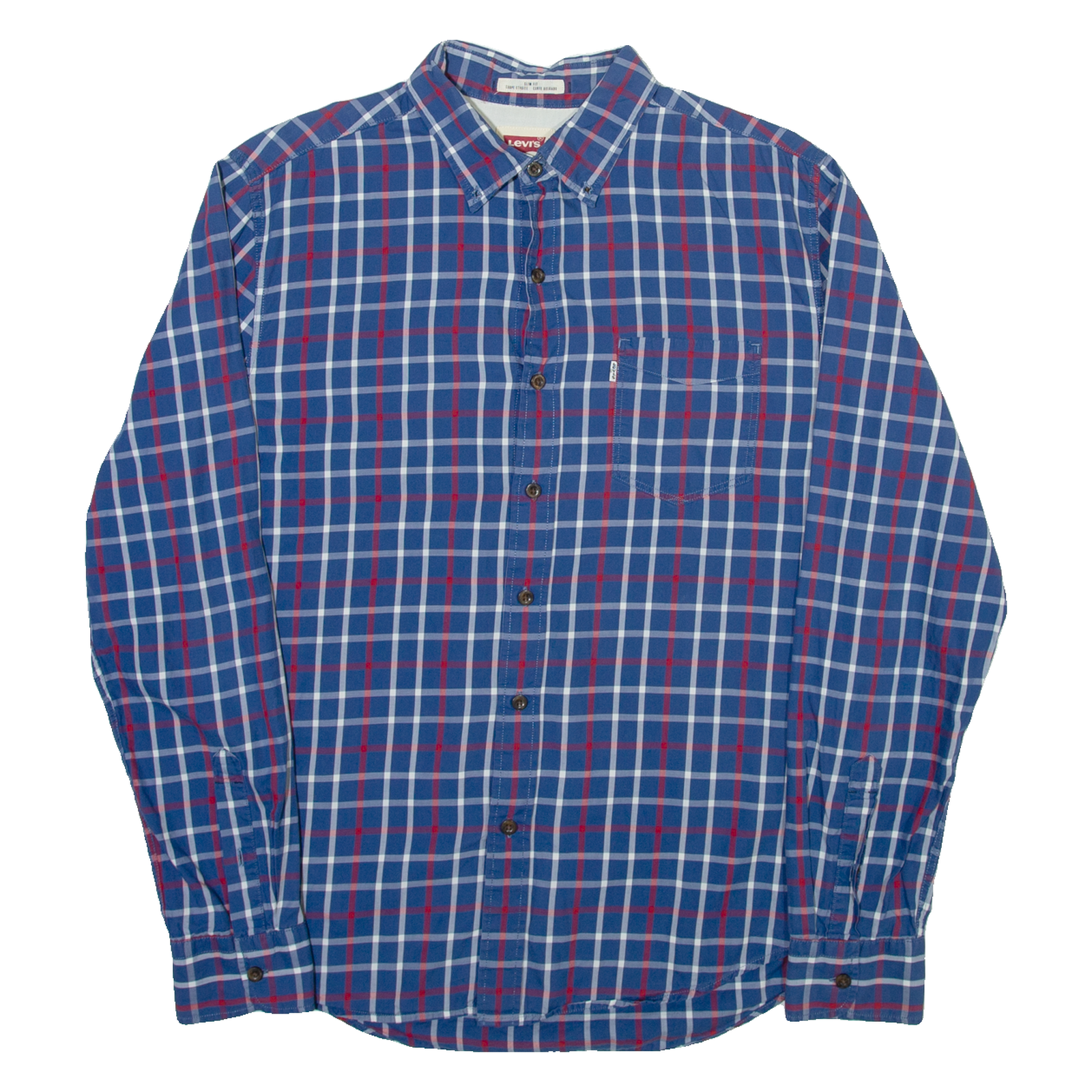 LEVI'S Slim Fit Mens Shirt Blue Check Long Sleeve M Refurbished - N/A refurbished available on Cerqular