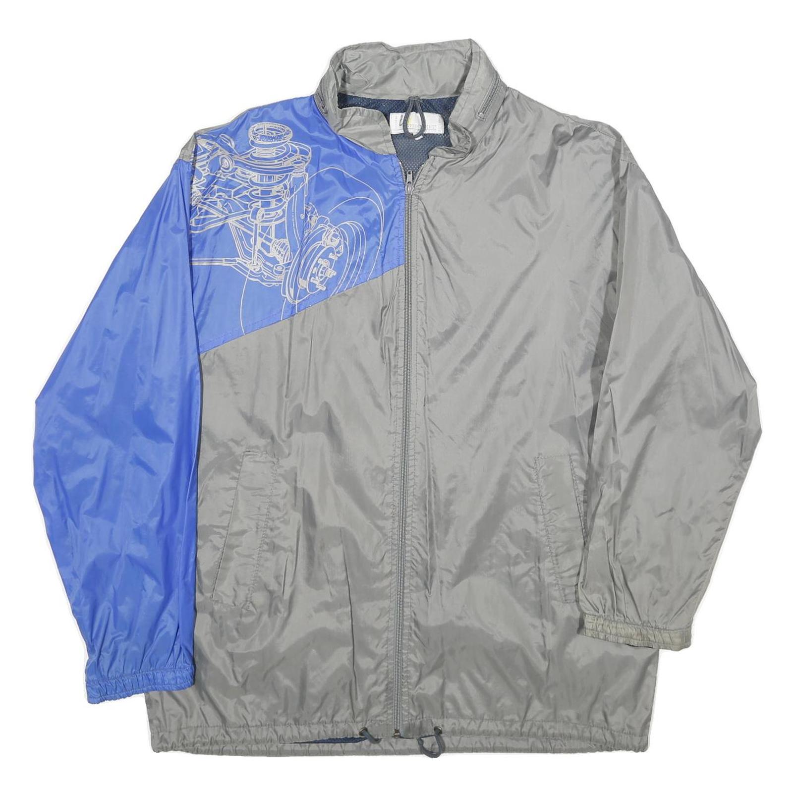 LM CORPORATE FASHION Mens Grey & Blue Nylon Zip Jacket M Plain Lightweight Refurbished - N/A refurbished available on Cerqular