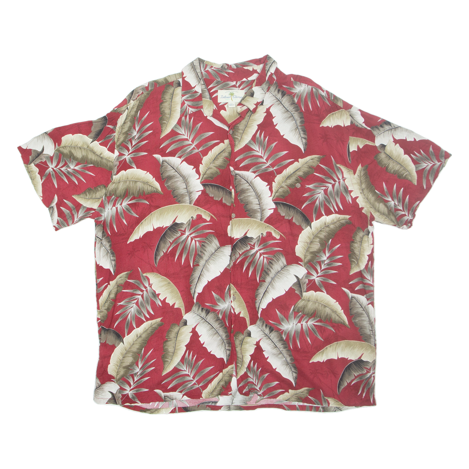 ISLAND SHORES Mens Hawaiian Shirt Red Floral 2XL Refurbished - N/A refurbished available on Cerqular
