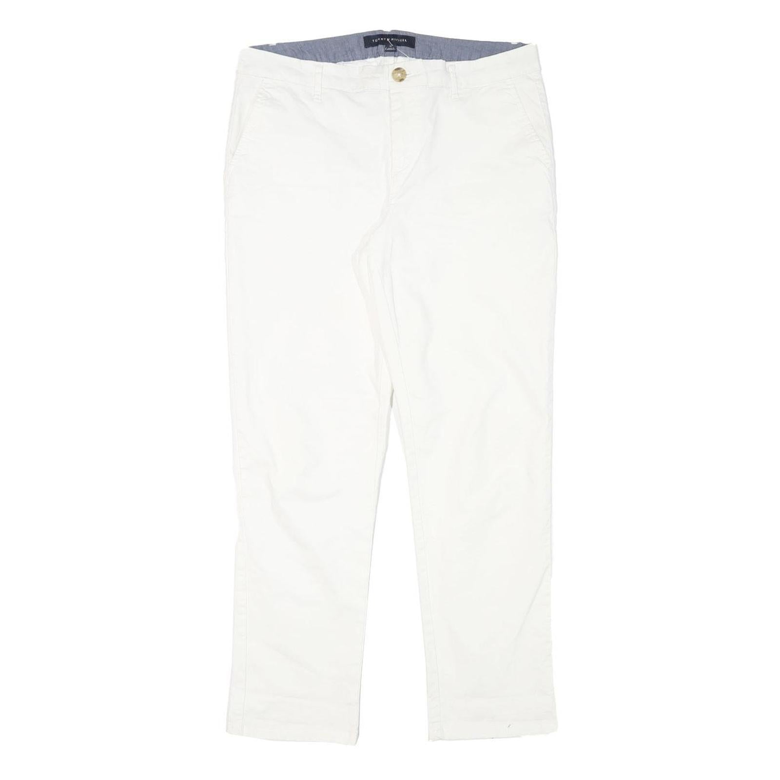 TOMMY HILFIGER Womens Cotton Blend White Regular Fit Straight Trousers W32 L27 Refurbished - N/A refurbished available on Cerqular