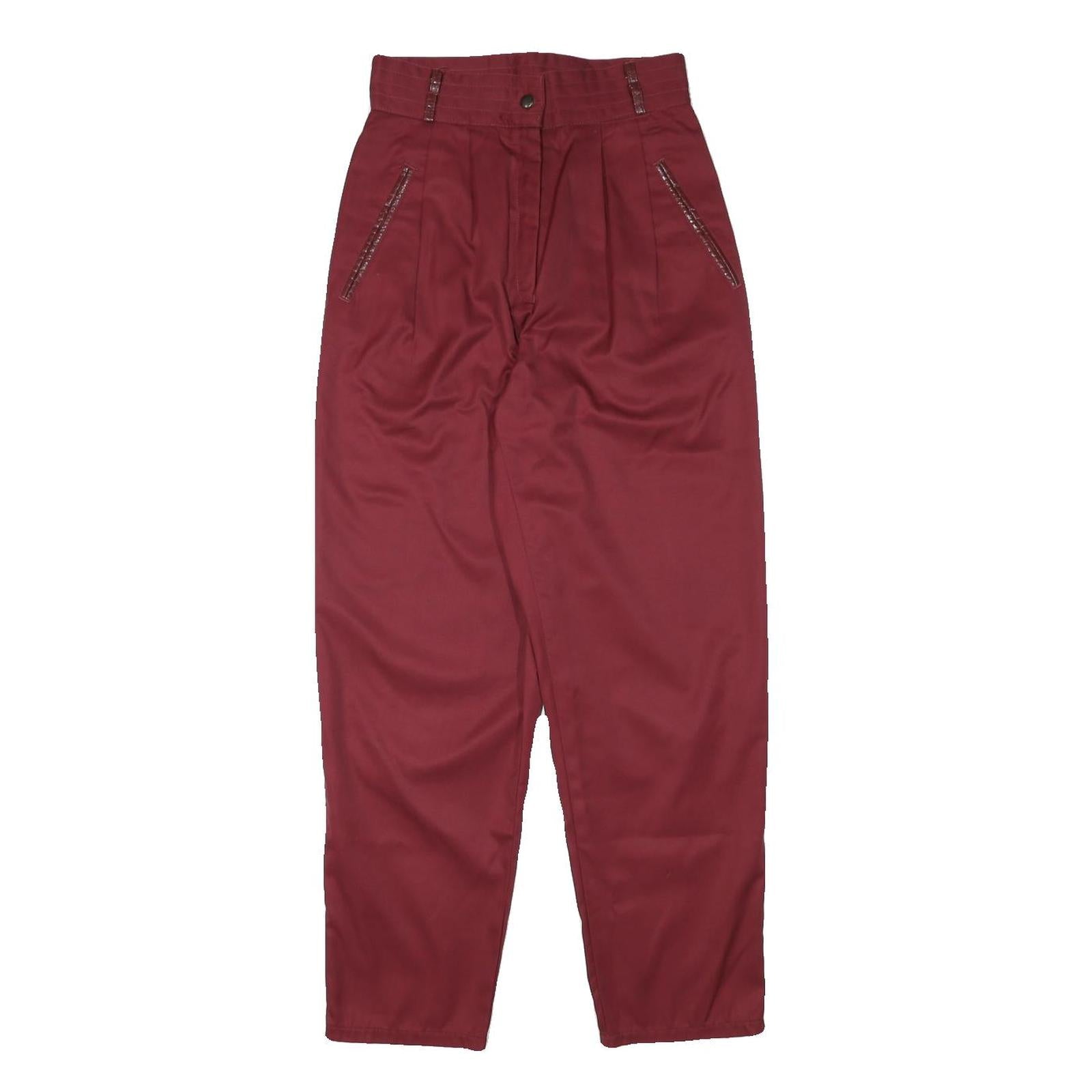 SPENGLER Womens Cotton Blend Maroon Relaxed Tapered Trousers W25 L27 Stylish Refurbished - N/A refurbished available on Cerqular