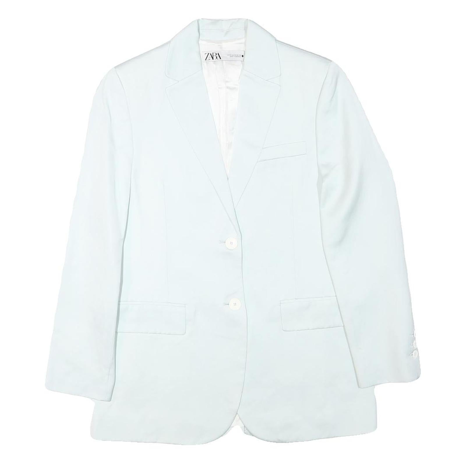 ZARA Womens White Blazer Jacket XS Faux Silk Plain Button Closure Tailored Refurbished - N/A refurbished available on Cerqular