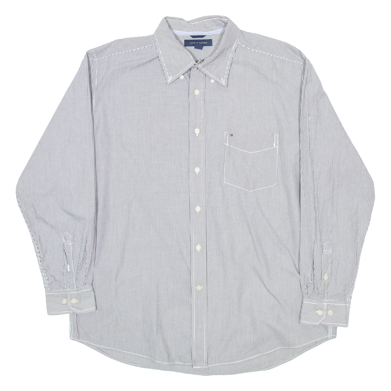 TOMMY HILFIGER Mens Shirt Black Striped Long Sleeve XL Refurbished - N/A refurbished available on Cerqular