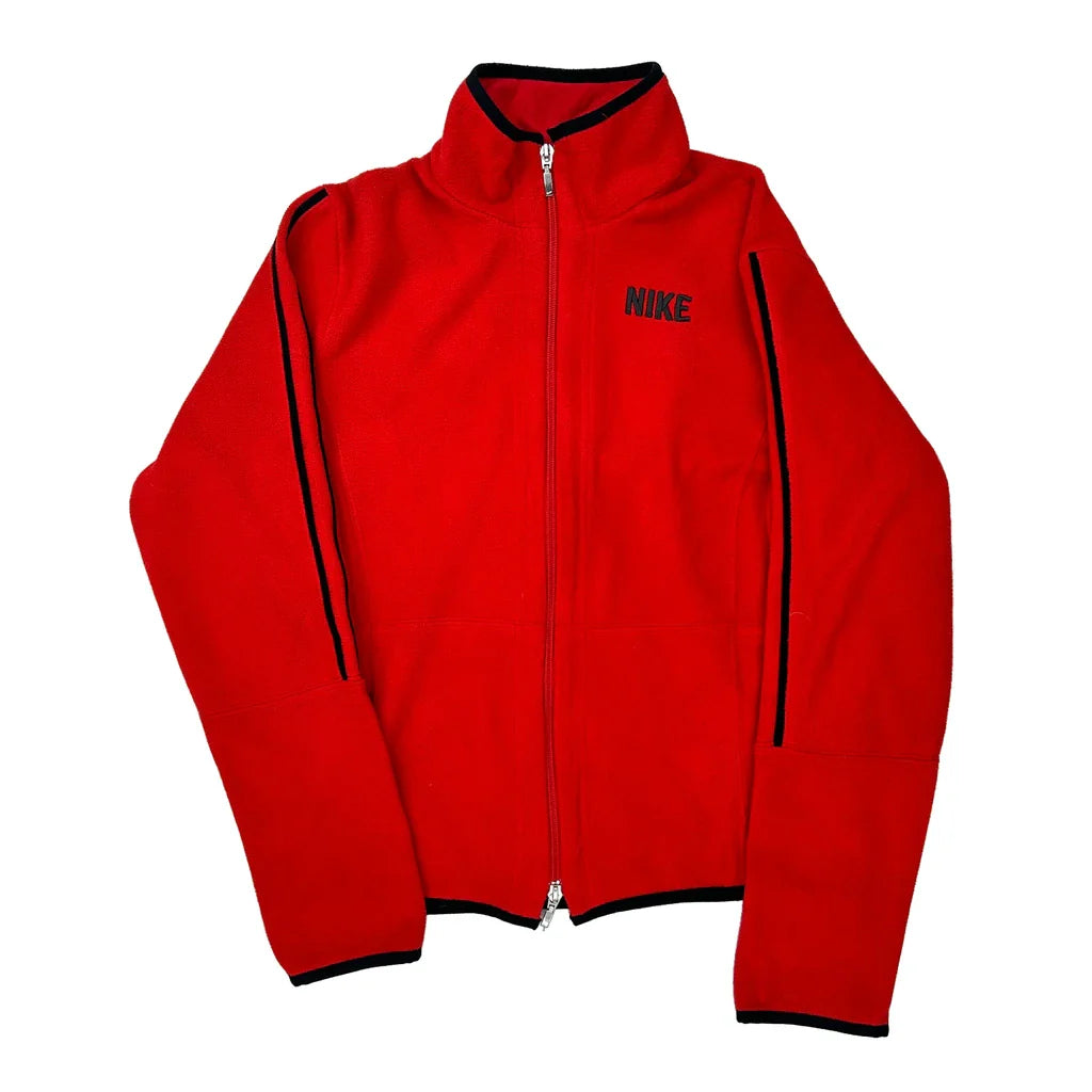 Nike Track Jacket - Medium Red Polyester Refurbished - Thrifted (note: this is a term often used to describe second- refurbished available on Cerqular