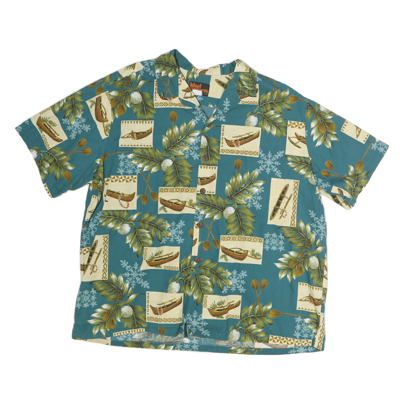 ISLAND RESERVE Mens Blue & Cream Hawaiian Shirt 2XL Cotton Relaxed Fit Summer Refurbished - N/A refurbished available on Cerqular