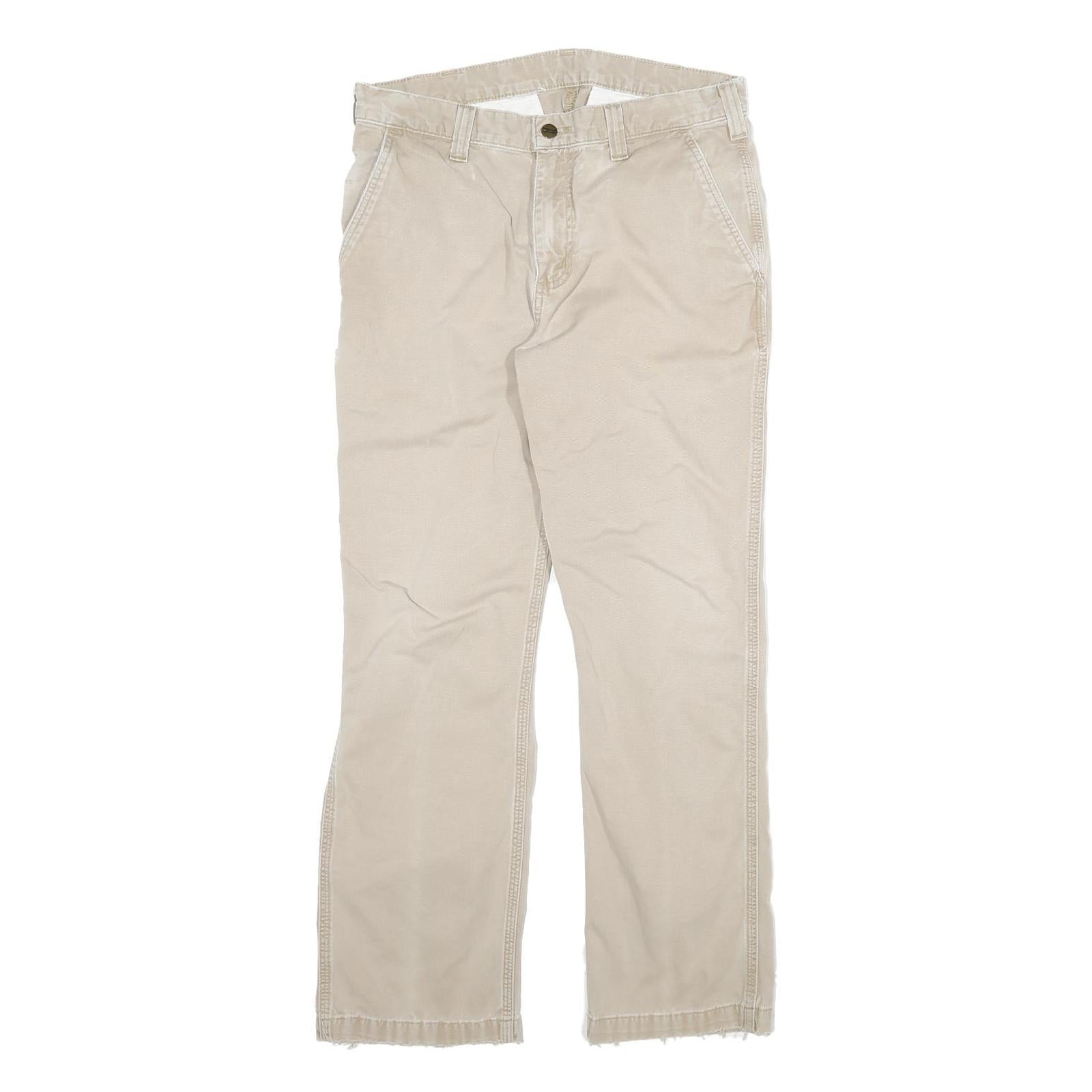 CARHARTT Mens Cotton Blend Beige Regular Straight Trousers W30 L28 Durable Refurbished - N/A refurbished available on Cerqular