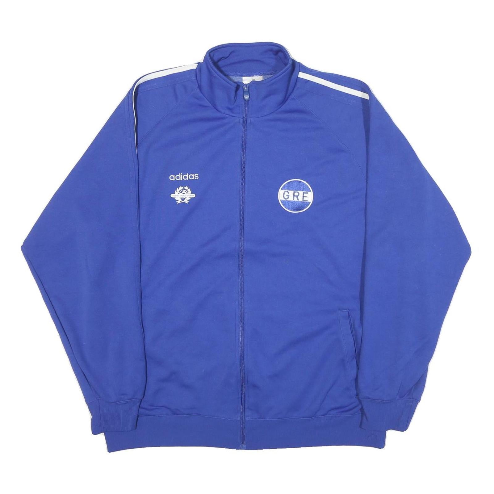 ADIDAS Mens Blue Hellas Track Jacket XL Polyester Plain Zip Sportswear Refurbished - N/A refurbished available on Cerqular