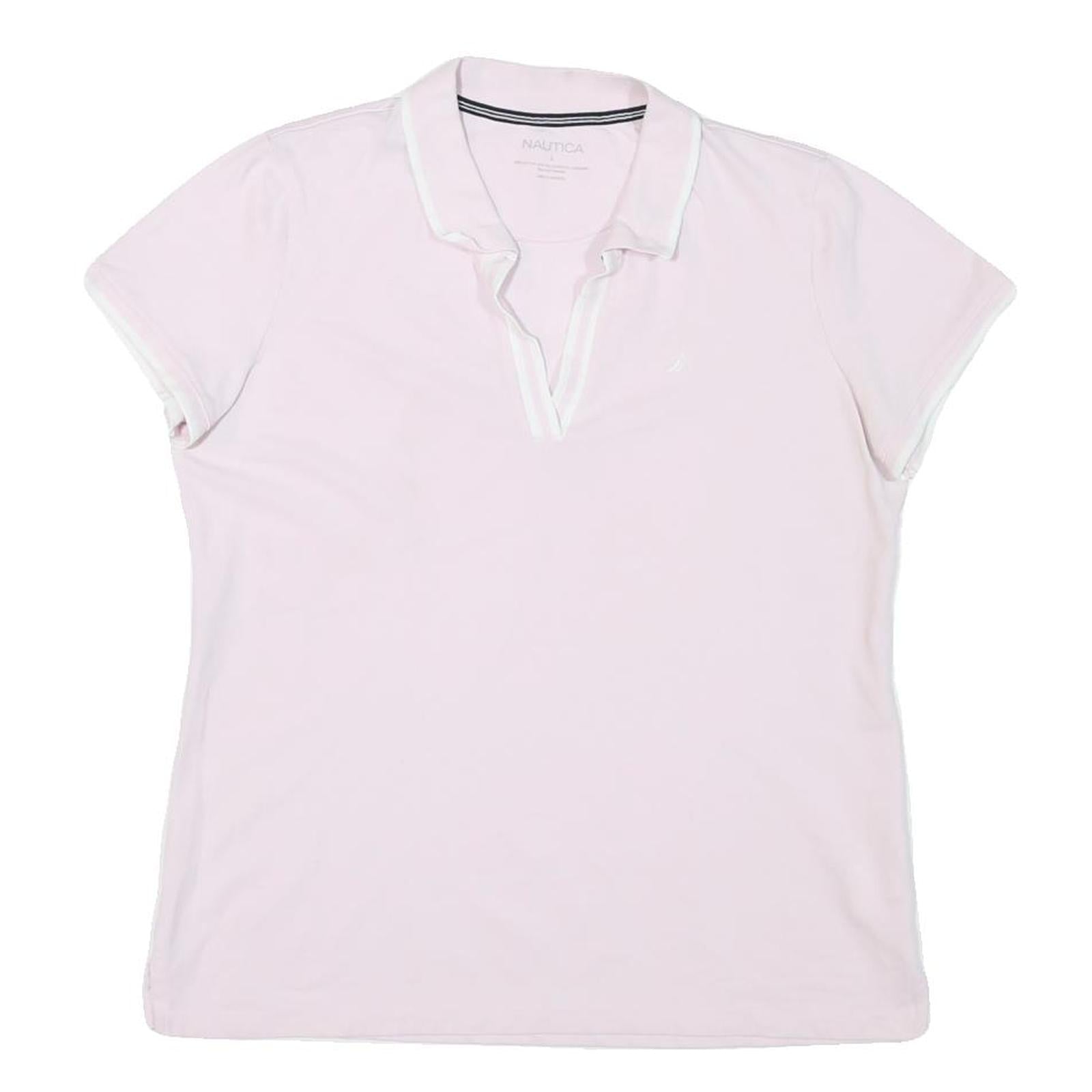 NAUTICA Womens Pink Short Sleeve Plain Polo Shirt L Cotton Blend Casual Refurbished - N/A refurbished available on Cerqular