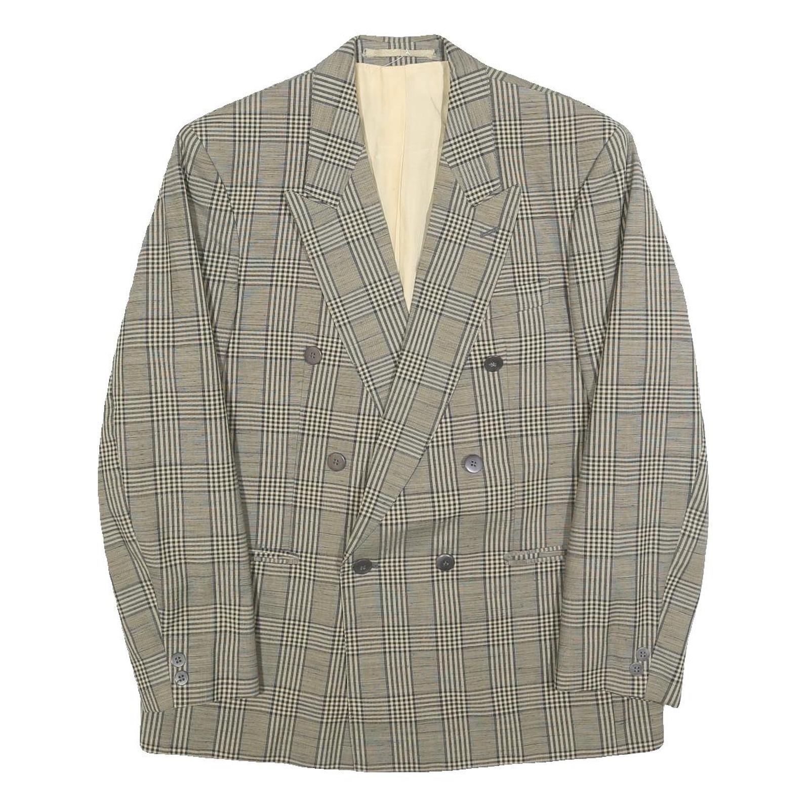 MODE Mens Beige Check Tailored Wool Blend Jacket M Classic Button Closure Refurbished - N/A refurbished available on Cerqular