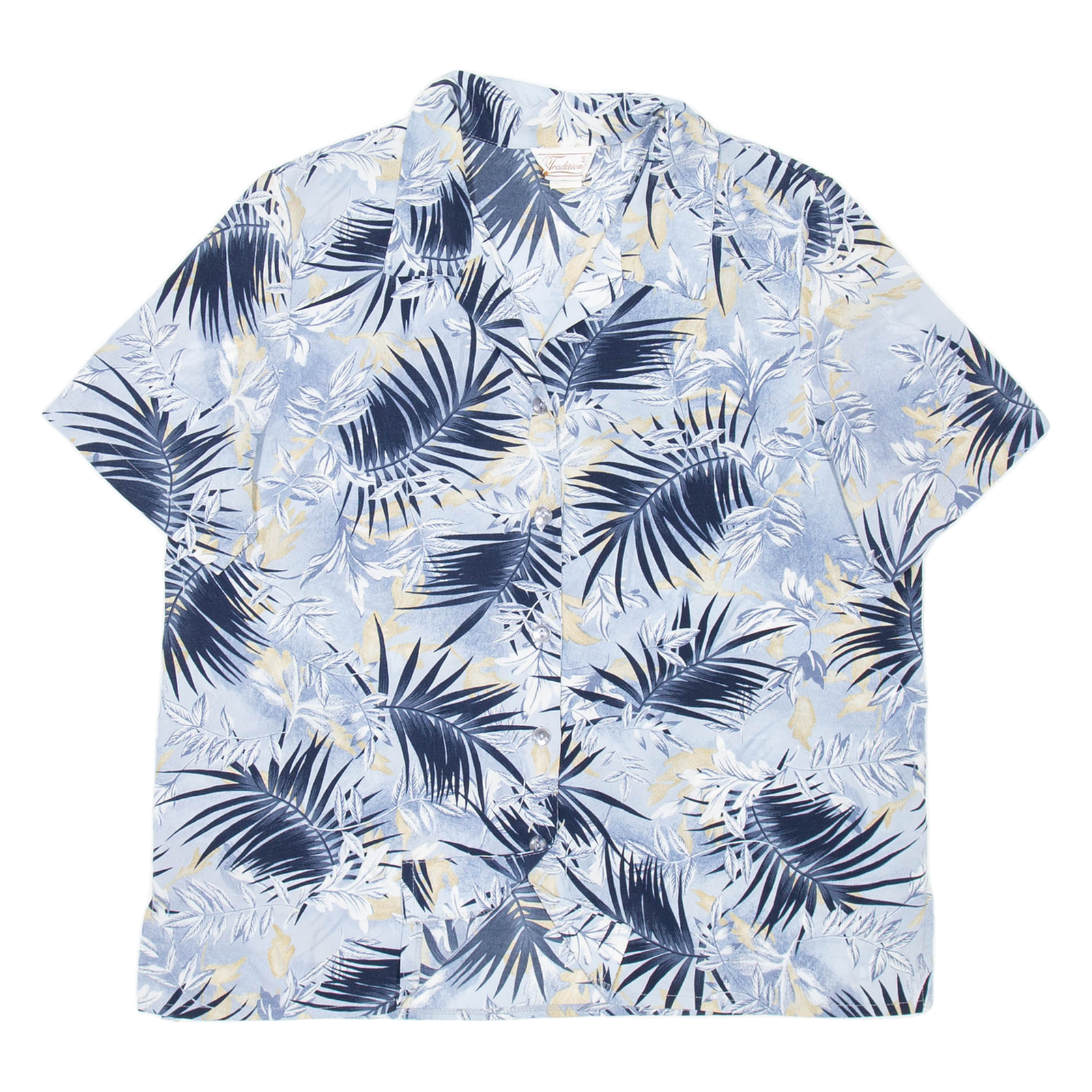 TRADITION Womens Printed Shirt Blue Collared 90s Silk Floral M Refurbished - N/A refurbished available on Cerqular