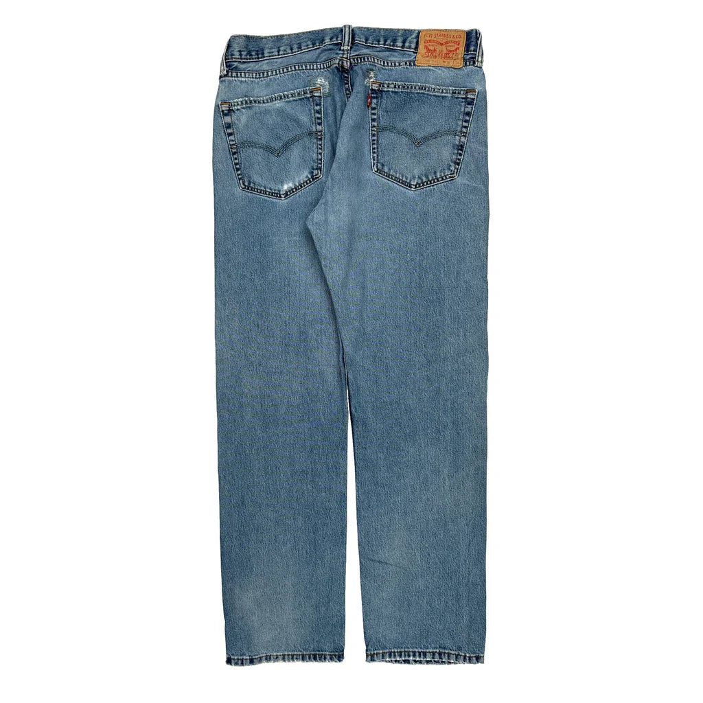 Levis Jeans - 34W 34L Light Wash Denim Refurbished - Thrifted (note: this is a term often used to describe second- refurbished available on Cerqular