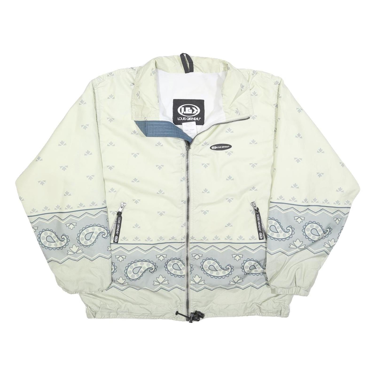 LOUIS GARNEAU Womens Cream & Grey Paisley Zip Nylon Jacket S Woven Casual Refurbished - N/A refurbished available on Cerqular
