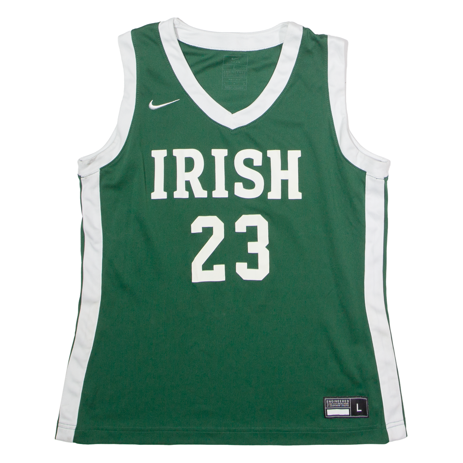 NIKE Notre Dame Alternate #23 Womens Jersey Green Sleeveless USA V-Neck L Refurbished - N/A refurbished available on Cerqular