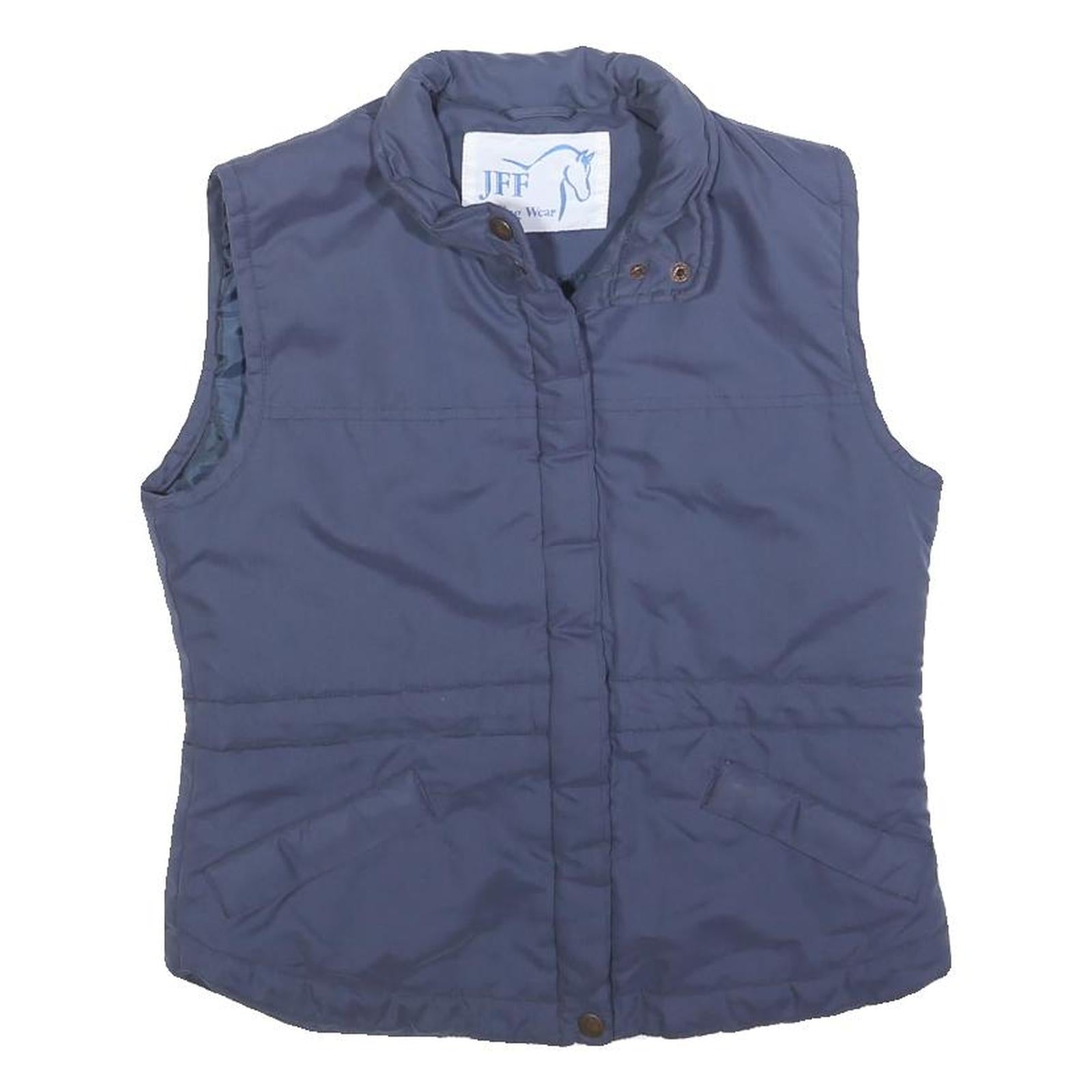 JFF Womens Blue Sleeveless Zip Jacket Polyester Horse Print S Refurbished - N/A refurbished available on Cerqular