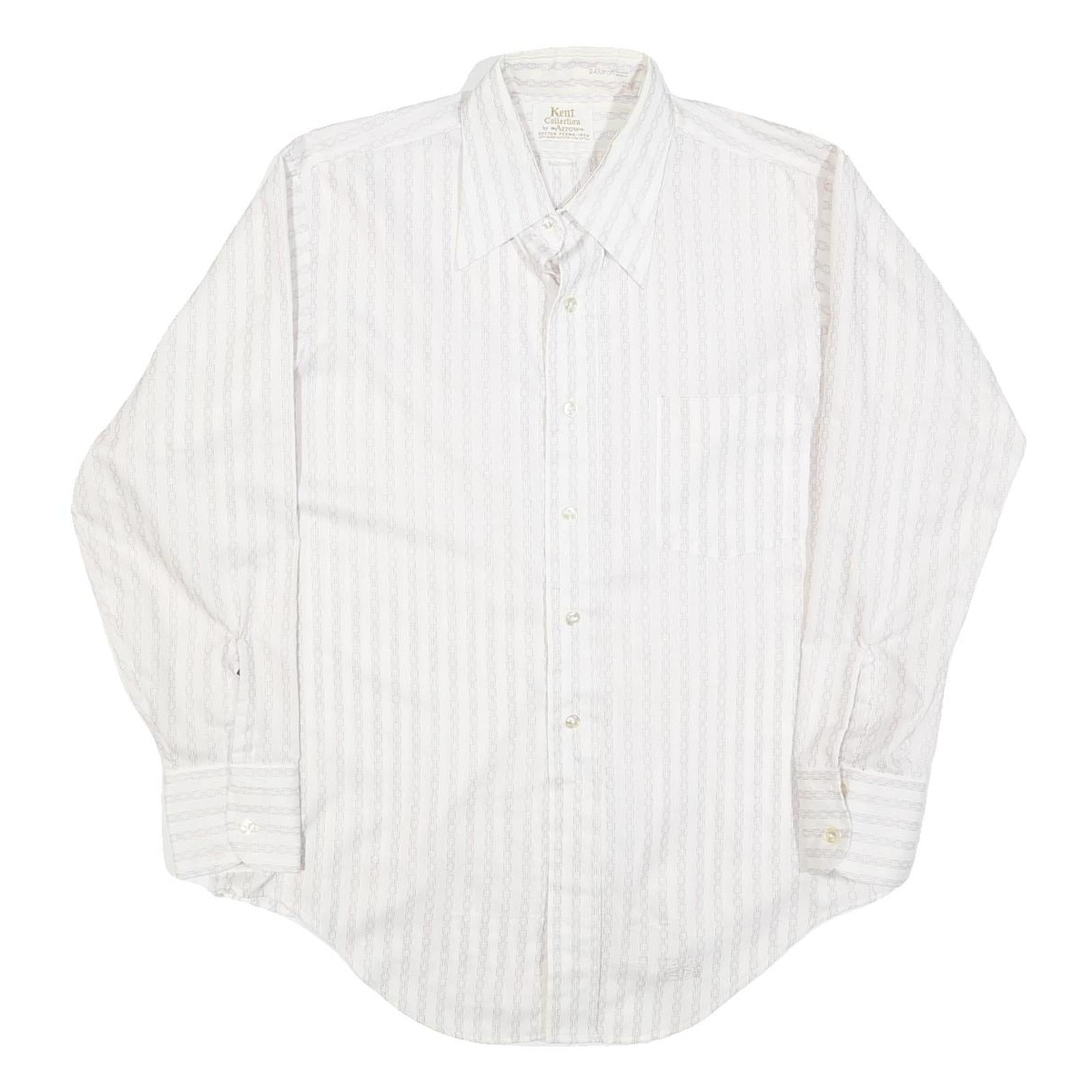 ARROW Mens White Shirt L Cotton Blend Classic Long Sleeve Button Collar Refurbished - N/A refurbished available on Cerqular