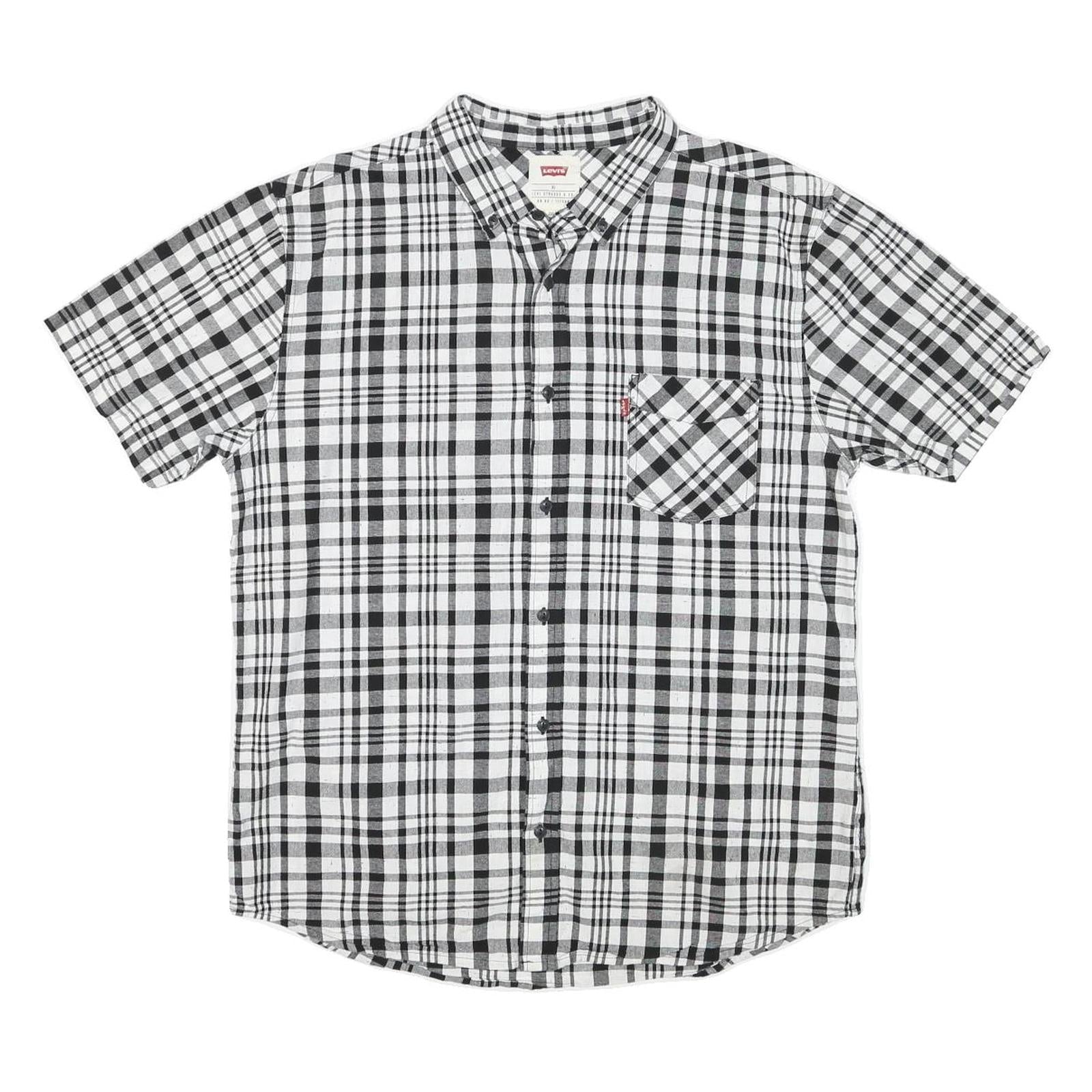 LEVI'S Mens Black & White Check Shirt XL Short Sleeve Button Pocket Casual Refurbished - N/A refurbished available on Cerqular