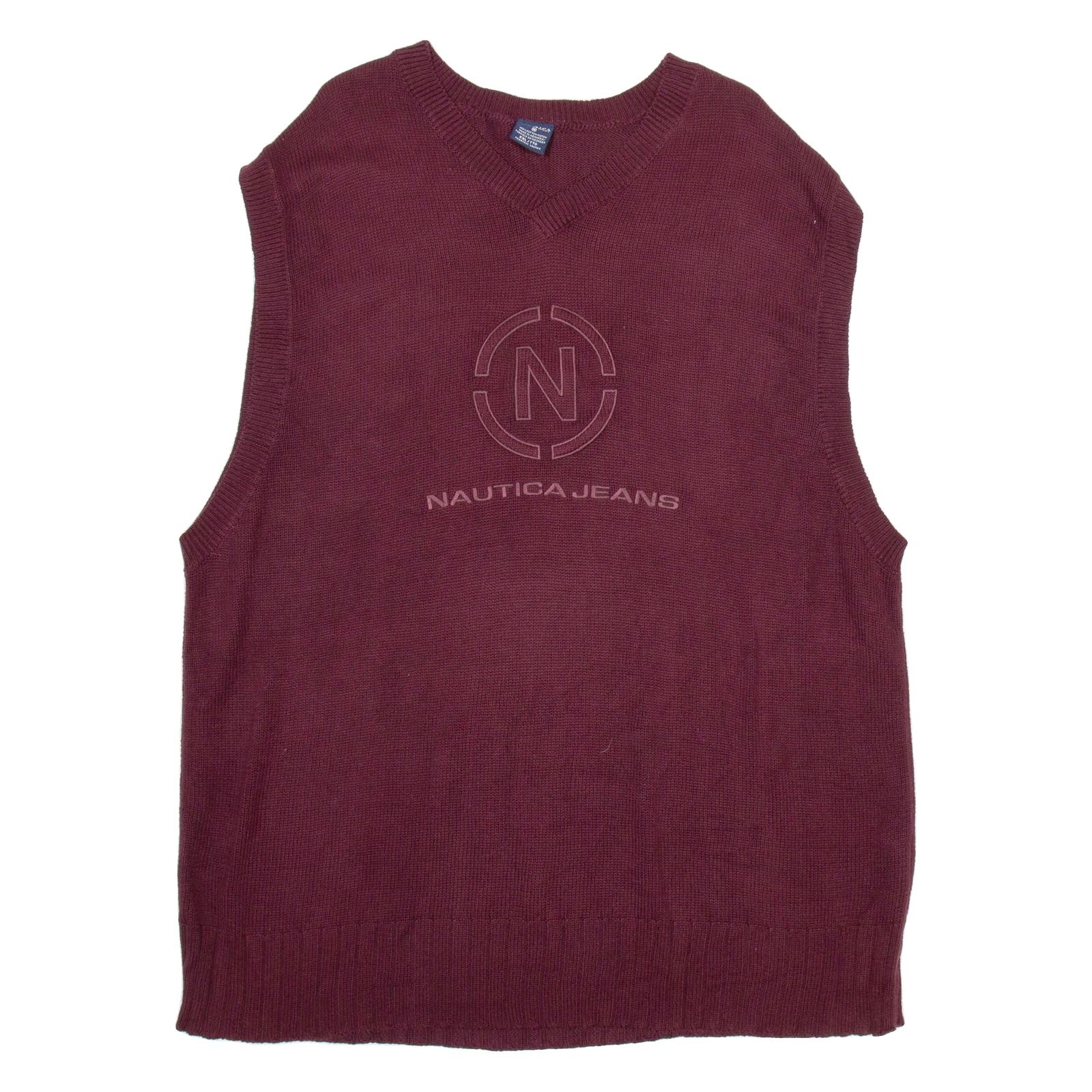 NAUTICA Womens Patterned Vest Maroon V-Neck Chunky Knit Sleeveless 2XL Refurbished - N/A refurbished available on Cerqular