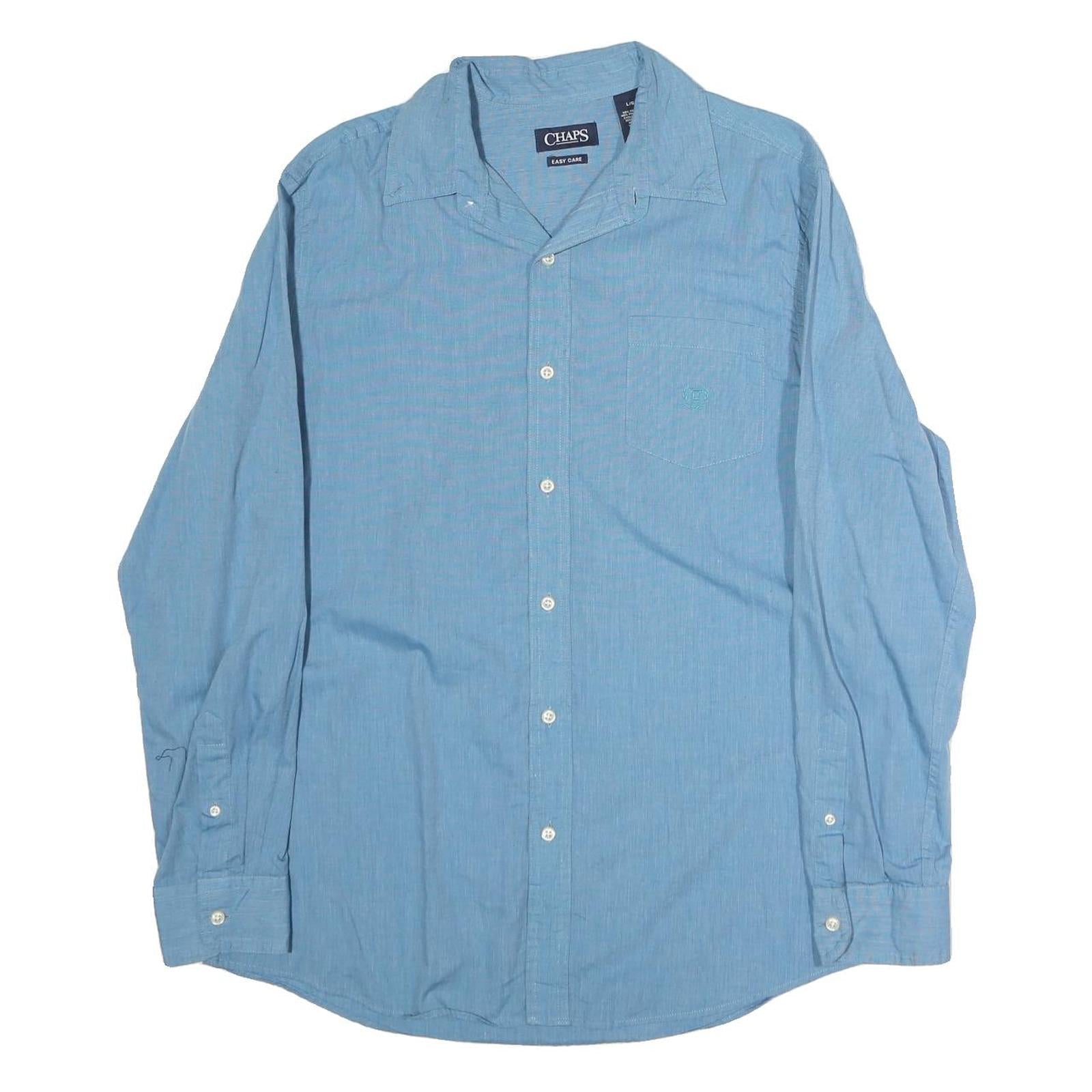 CHAPS Mens Blue Cotton Shirt L Long Sleeve Button Casual Lightweight Refurbished - N/A refurbished available on Cerqular