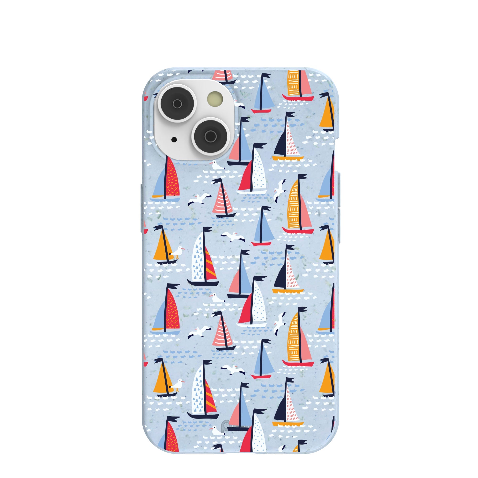 Powder Blue Sails and Seagulls iPhone 14/16e Case Refurbished - Pela Case refurbished available on Cerqular