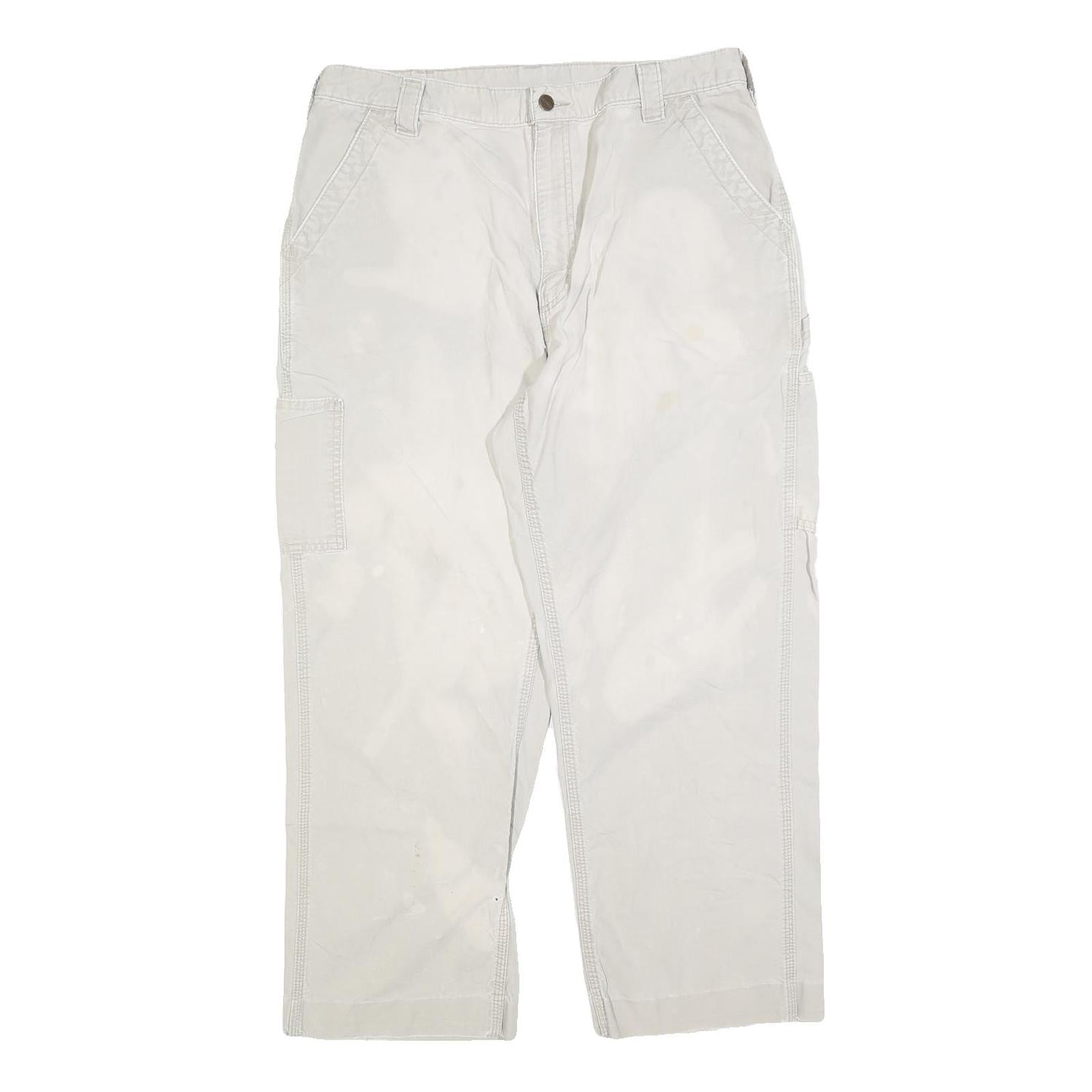 Buy CARHARTT Mens Loose Cotton Blend White Trousers W36 L27 Workwear Zip Closure Refurbished - $40.29 CARHARTT Mens Loose Cotton Blend White Trousers W36 L27 Workwear Zip Closure Refurbished - N/A refurbished available on Cerqular