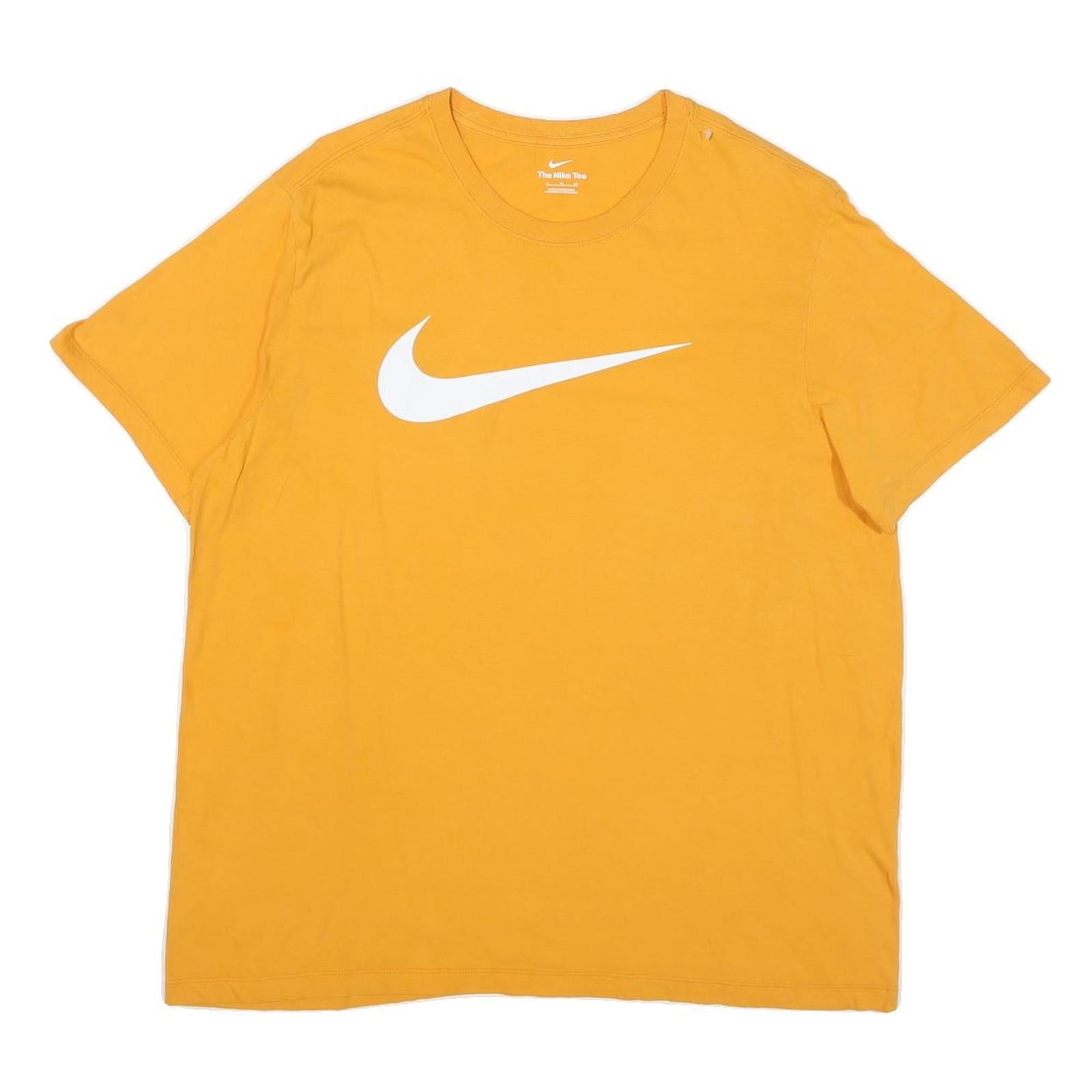 NIKE Mens Yellow Cotton Blend T-Shirt XL Short Sleeve Crew Neck Sports Logo Refurbished - N/A refurbished available on Cerqular