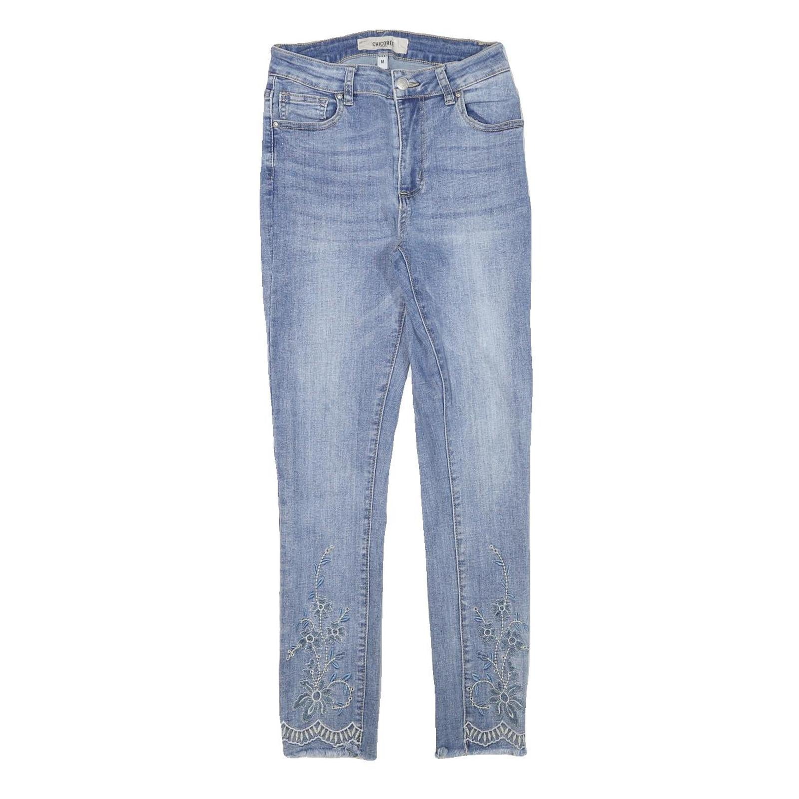CHICOREE Womens Slim Light Blue Denim Jeans W24 L26 Slim Fit Embroidered Hem Refurbished - N/A refurbished available on Cerqular