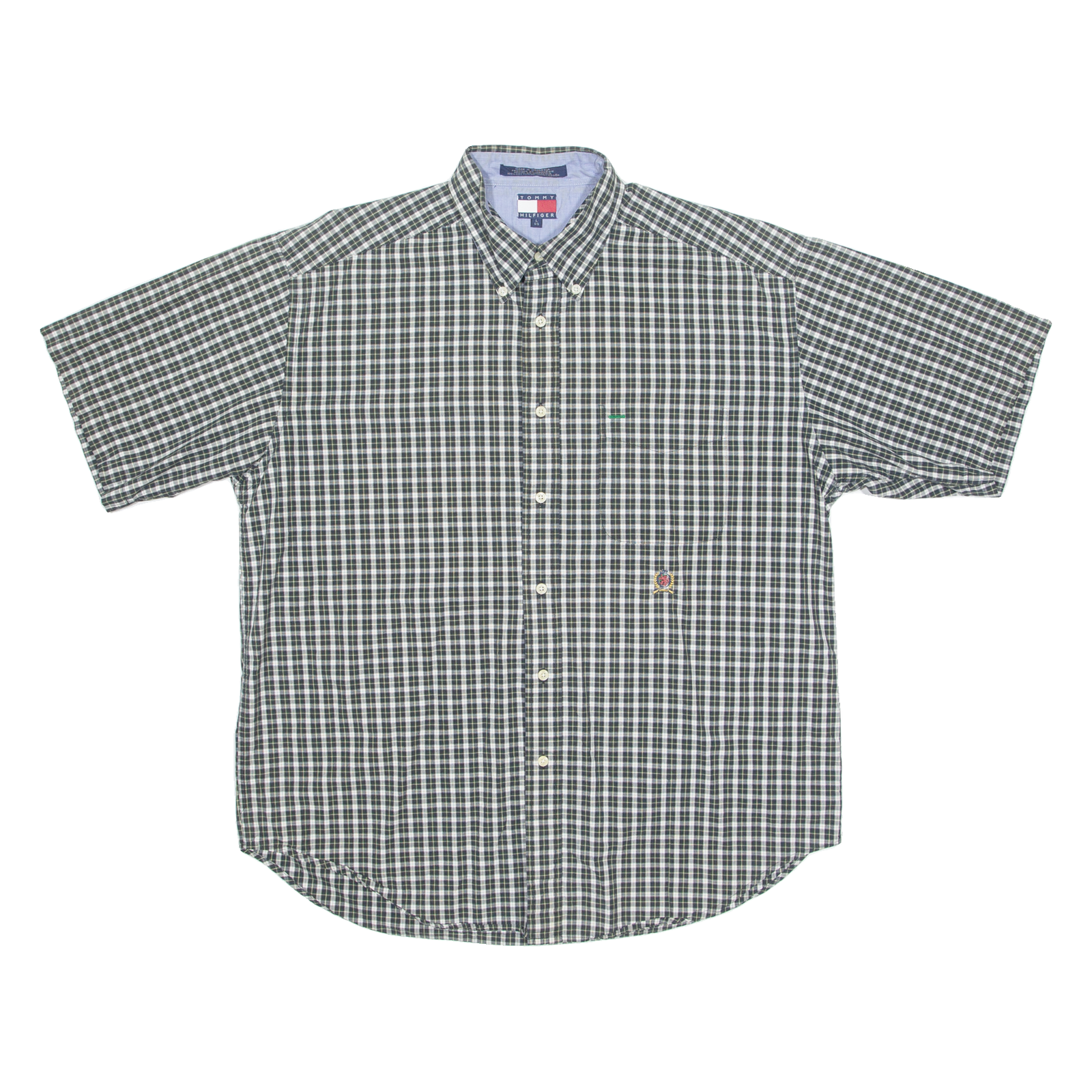 TOMMY HILFIGER Mens Shirt Green Check L Refurbished - N/A refurbished available on Cerqular