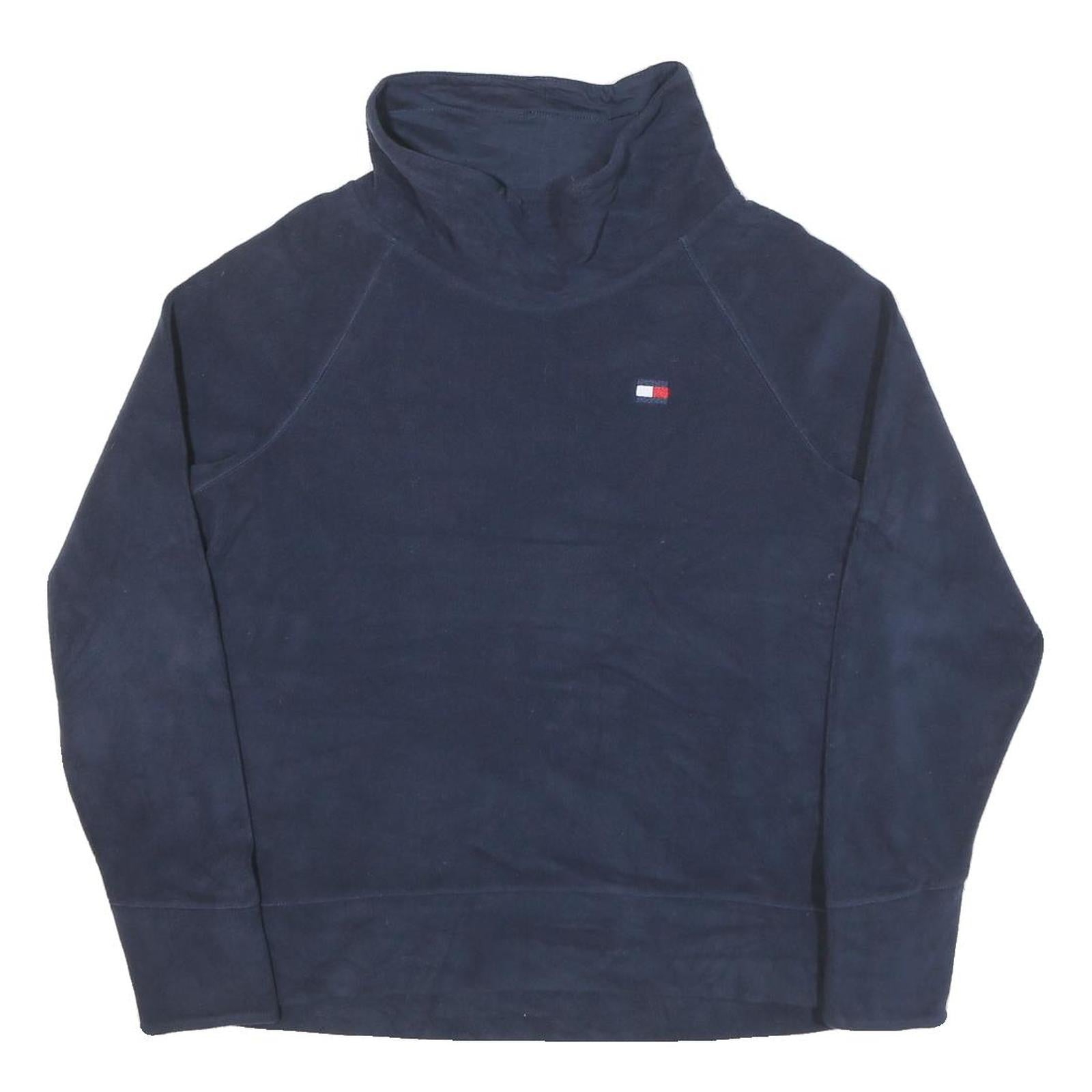 TOMMY HILFIGER Womens Navy Blue Plain Roll Neck Jumper M Polyester Blend Refurbished - N/A refurbished available on Cerqular