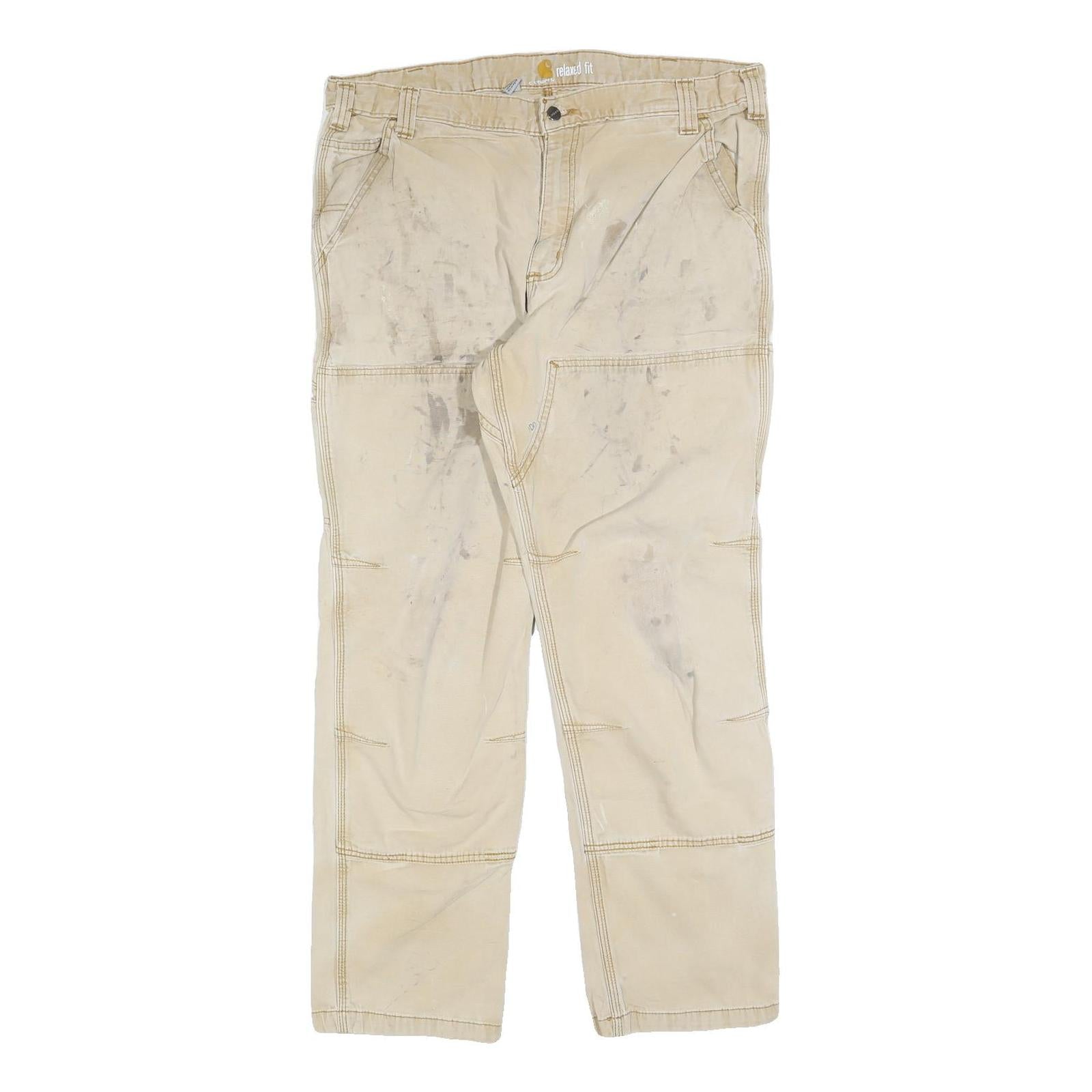 CARHARTT Mens Jeans Beige Relaxed Straight W38 L32 Workwear Cotton Blend Zip Refurbished - N/A refurbished available on Cerqular