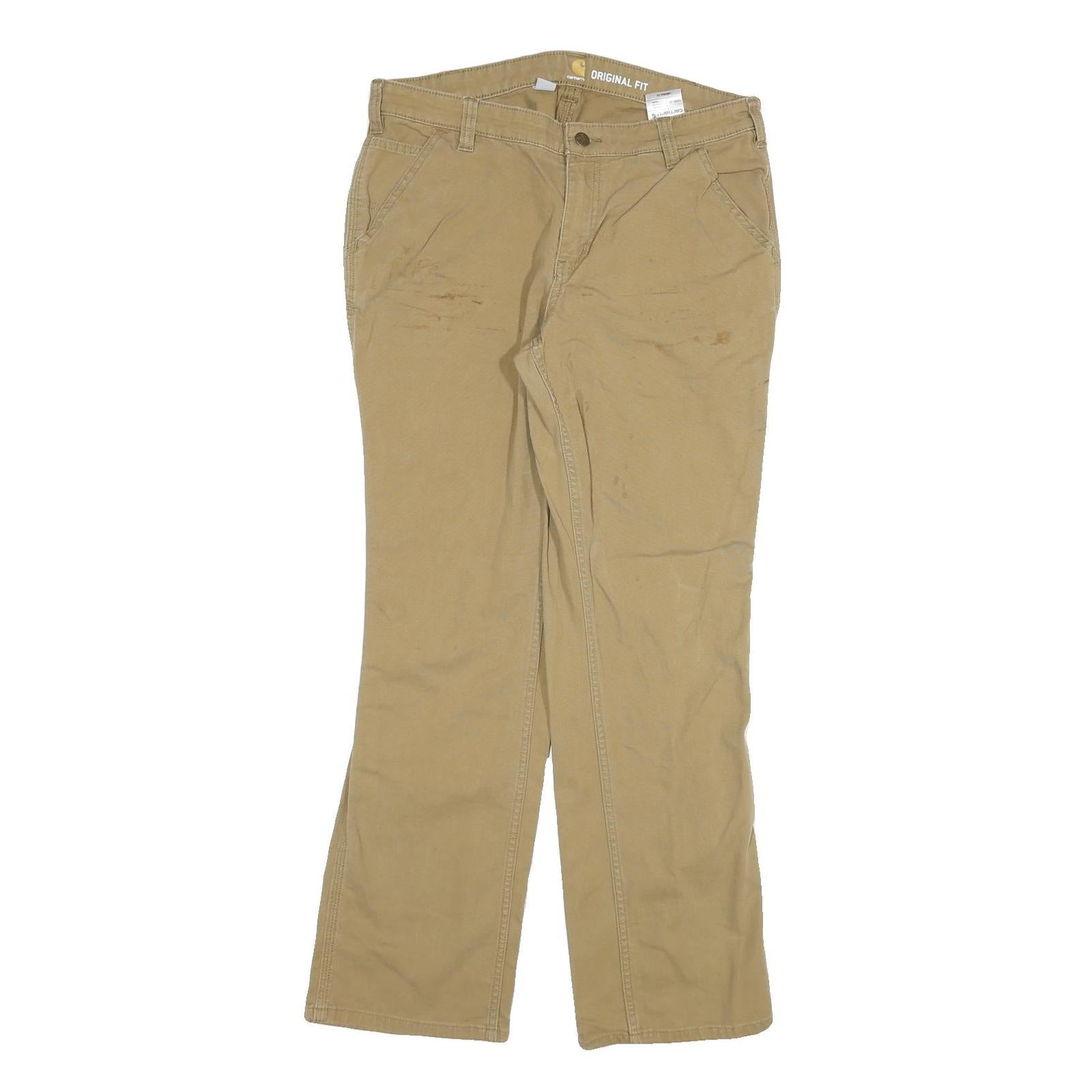 CARHARTT Womens Cotton Blend Beige Regular Fit Straight Trousers W32 L30 Refurbished - N/A refurbished available on Cerqular