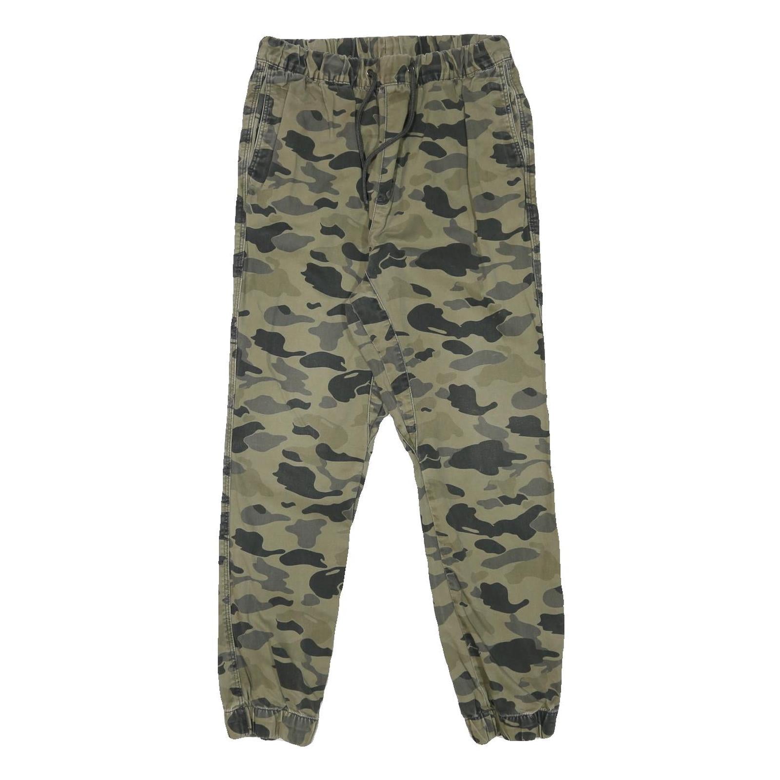 H&M Mens Cotton Blend Green Camouflage Relaxed Tapered Trousers W28 L28 Refurbished - N/A refurbished available on Cerqular