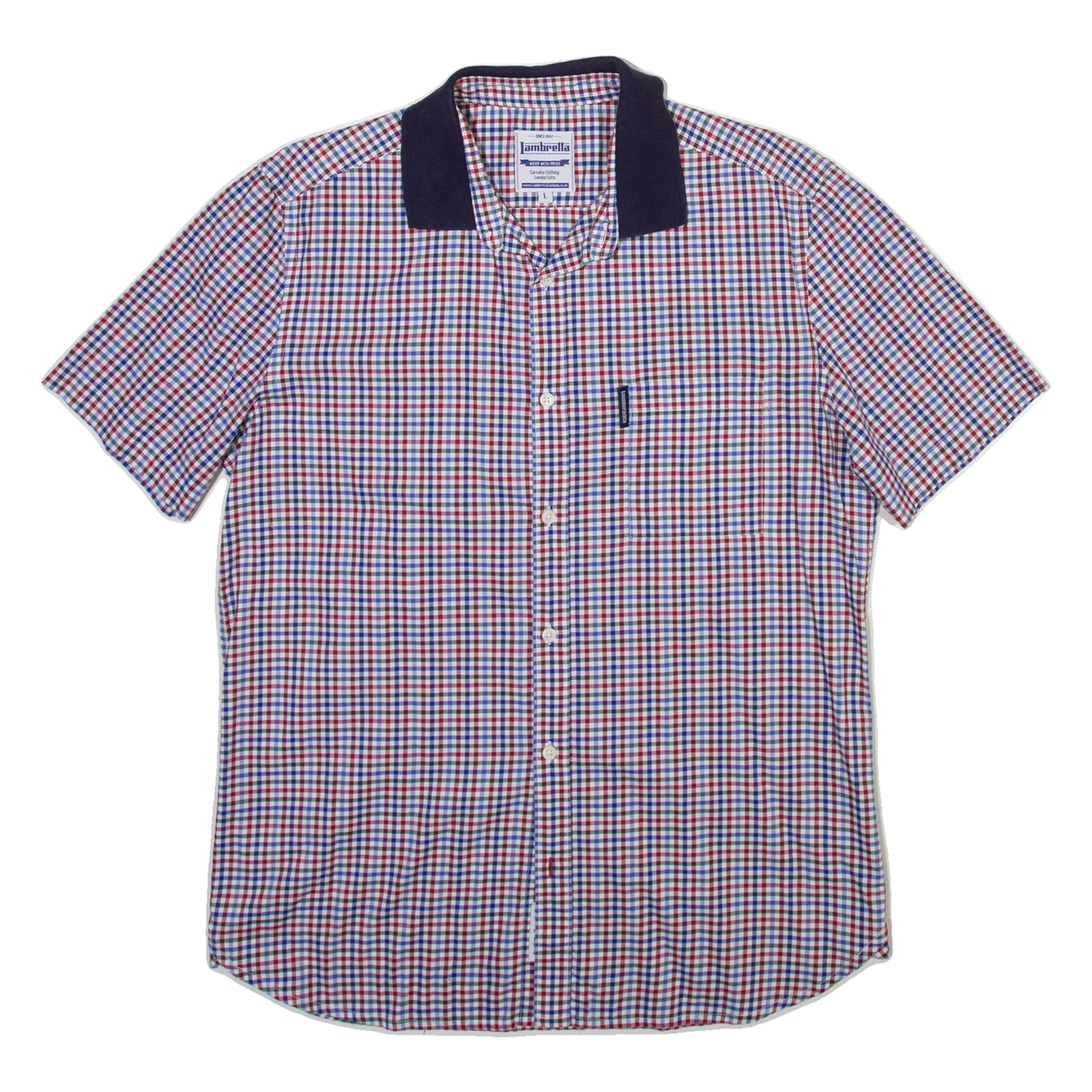 LAMBRETTA Mens Shirt Blue Check L Refurbished - N/A refurbished available on Cerqular