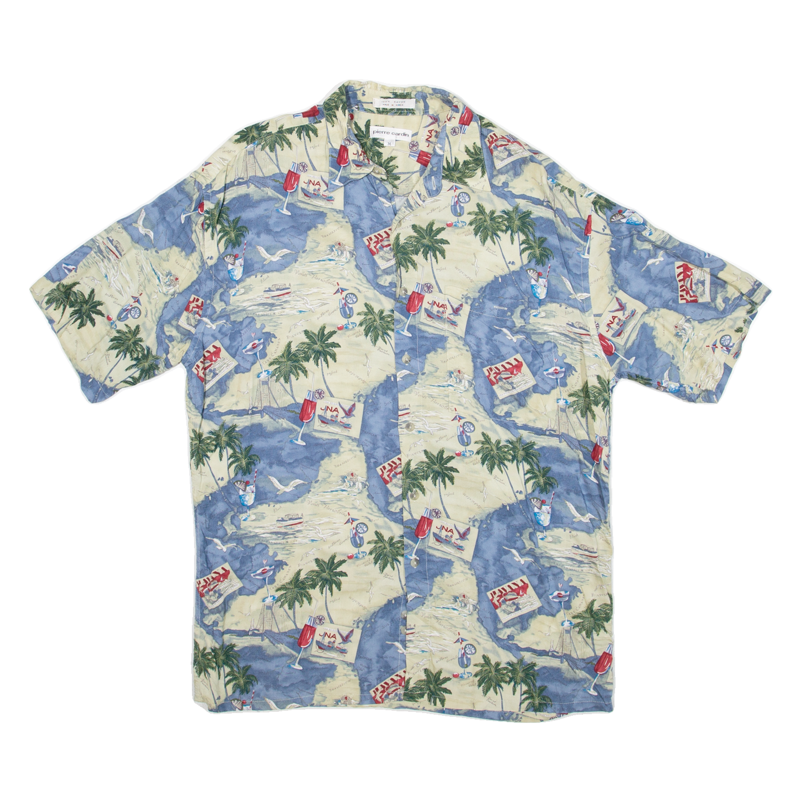 PIERRE CARDIN Mens Hawaiian Shirt Blue Floral M Refurbished - N/A refurbished available on Cerqular