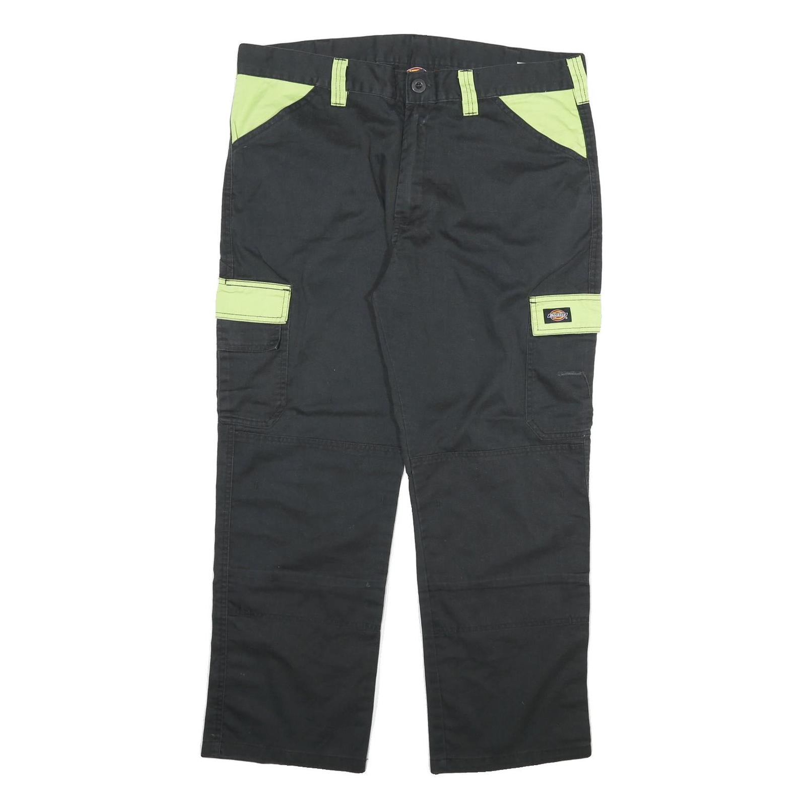 DICKIES Mens Cotton Blend Black & Lime Relaxed Straight Trousers W38 L28 Refurbished - N/A refurbished available on Cerqular