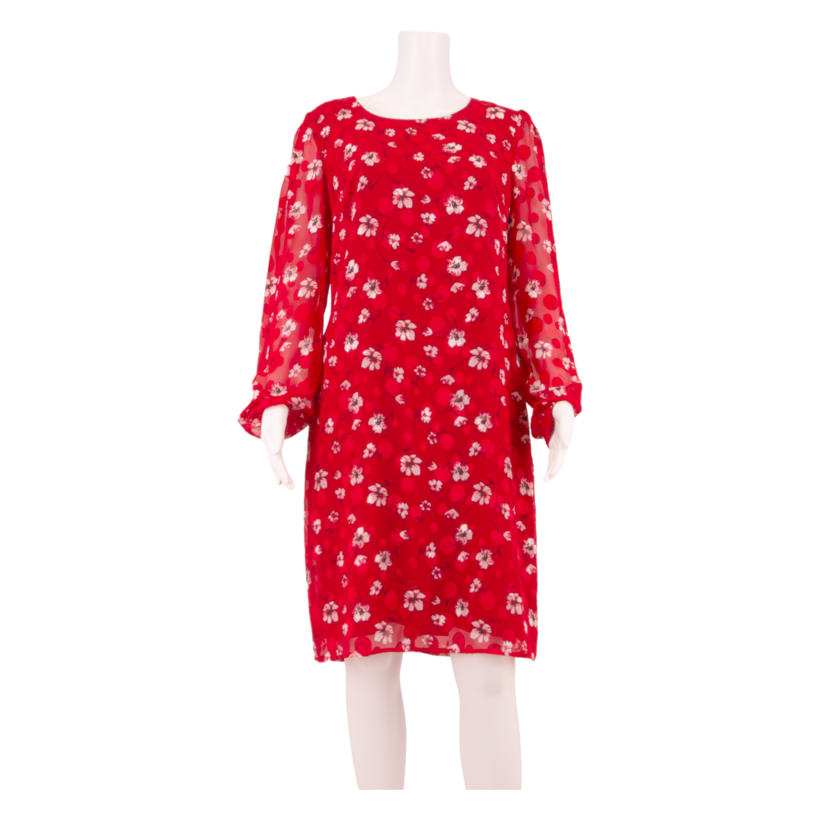 KARL LAGERFELD Womens Shift Dress Red Floral Long Sleeve Knee Length UK 8 Refurbished - N/A refurbished available on Cerqular