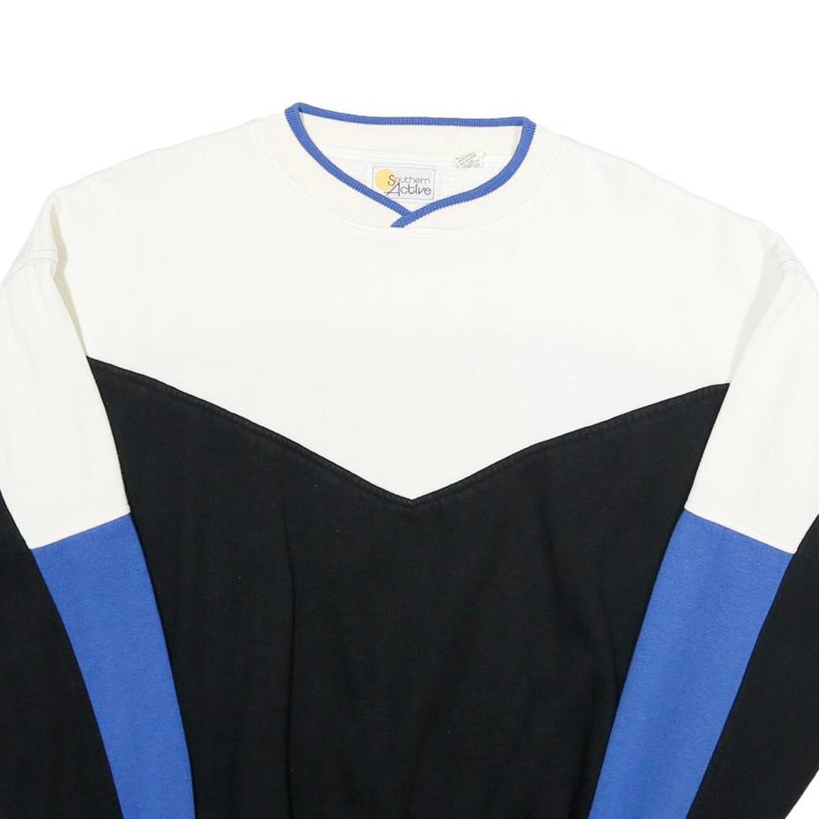 SOUTHERN ACTIVE Mens White Black & Blue Colourblock Plain Crew Neck Jumper L Refurbished - N/A refurbished available on Cerqular