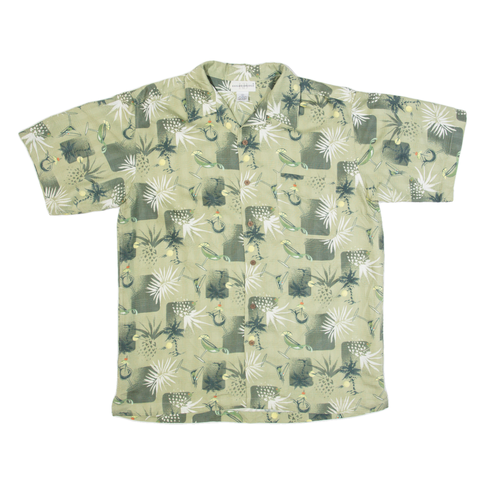 KNIGHTSBRIDGE Mens Shirt Green Floral M Refurbished - N/A refurbished available on Cerqular